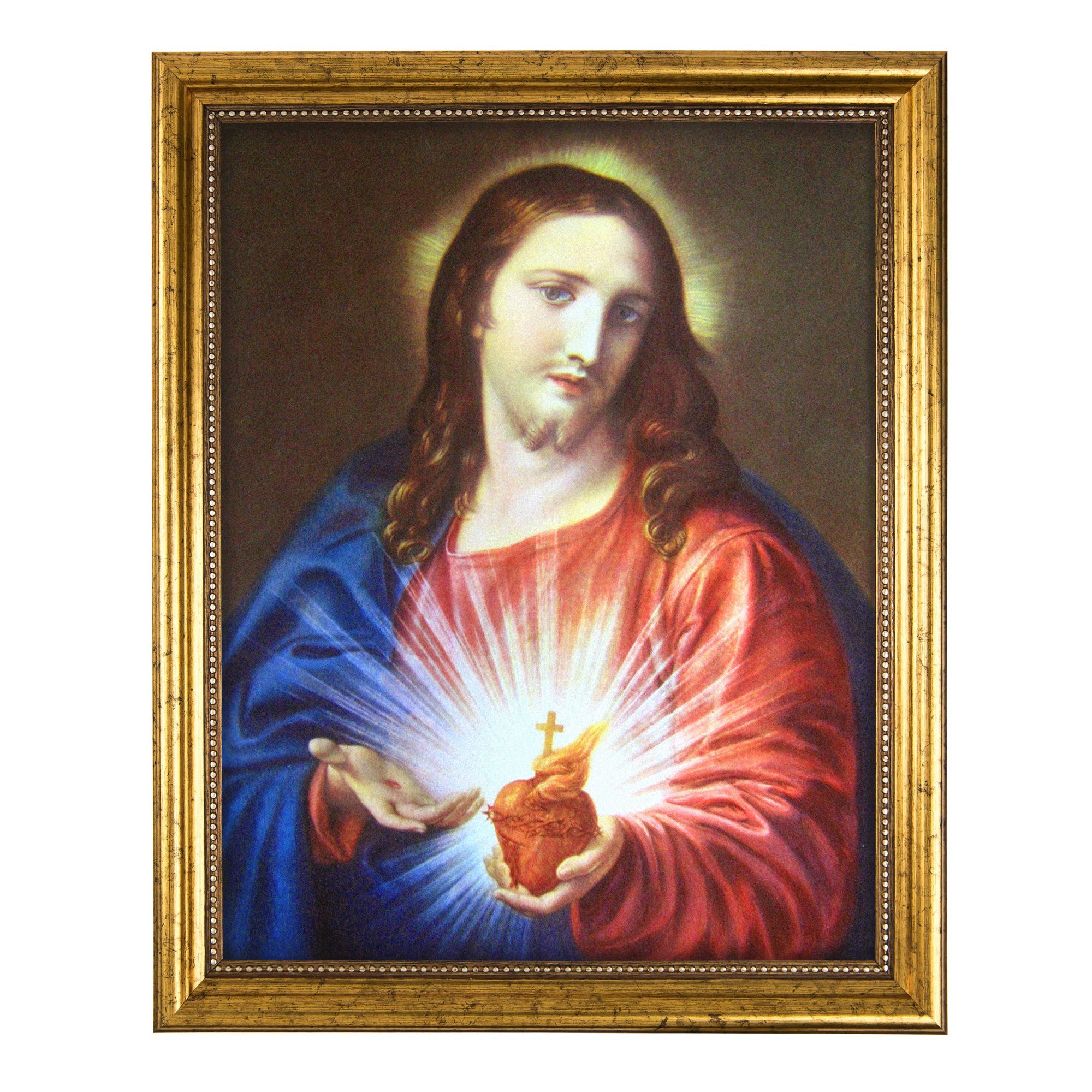Sacred Heart Antique Gold Framed Print - 8" x 10" - Image 2