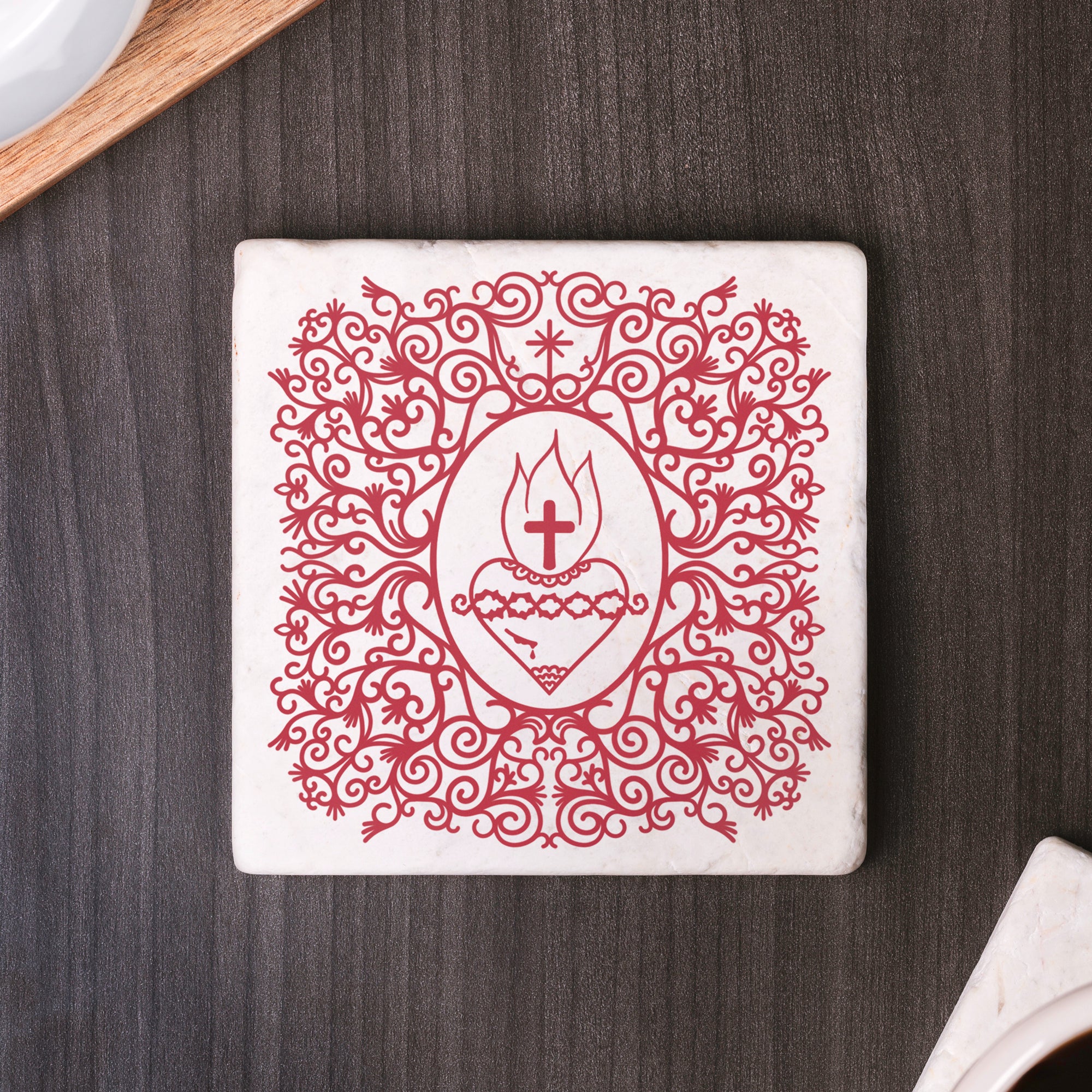 Sacred Heart Filigree Stone Coaster - Image 5