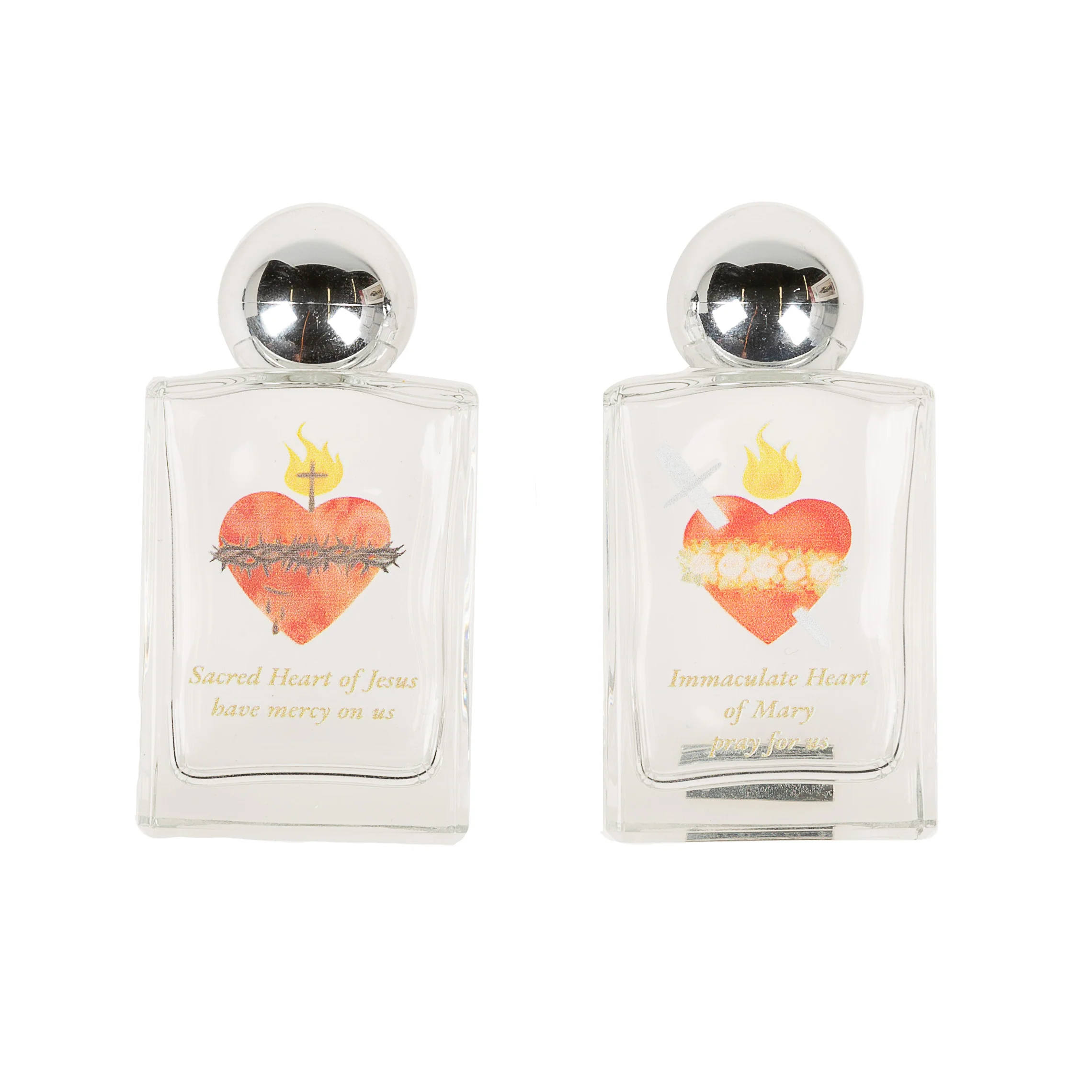 Sacred Heart & Immaculate Heart Holy Water Bottles - Set of 2 - Image 3