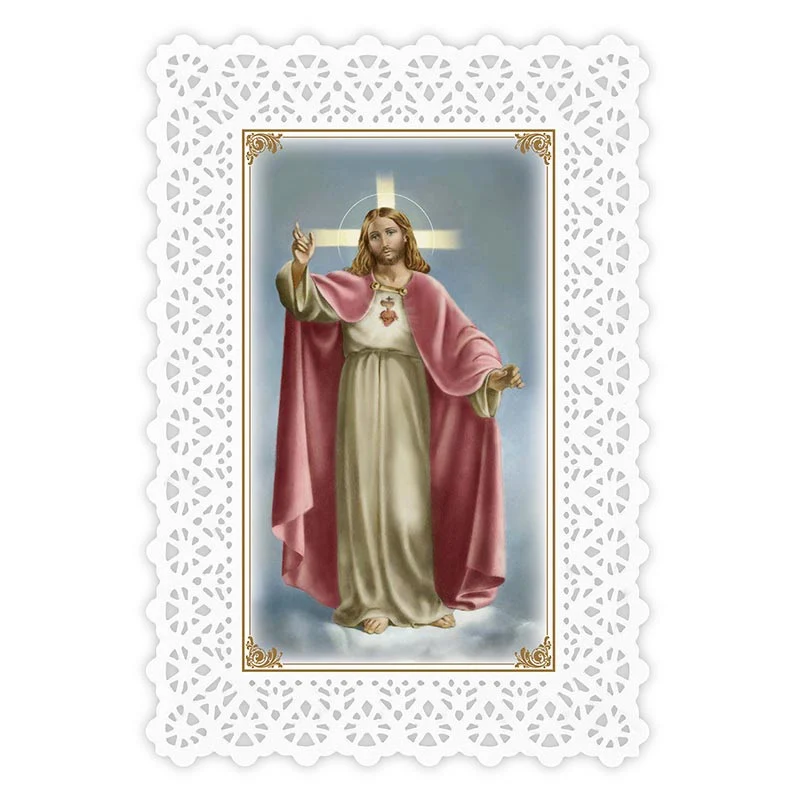 Sacred Heart Lace Holy Card