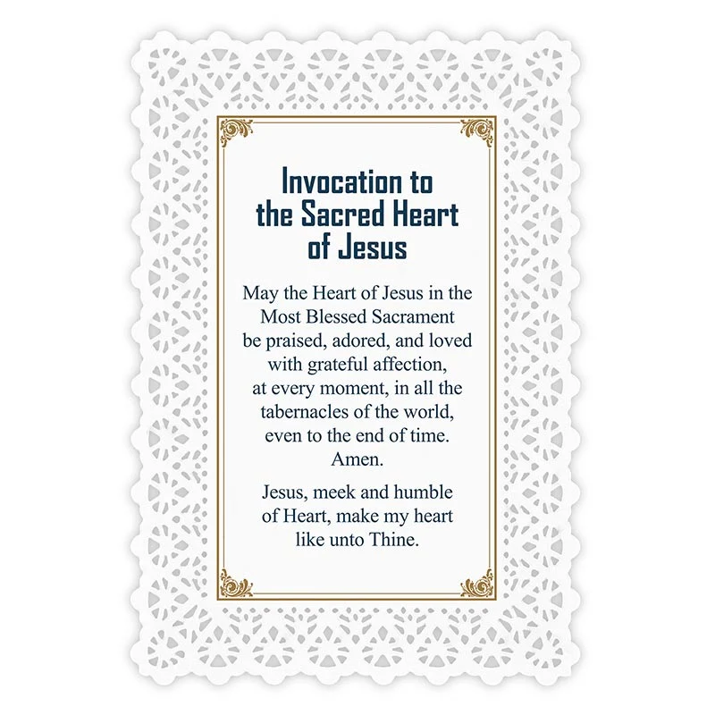 Sacred Heart Lace Holy Card - Image 2