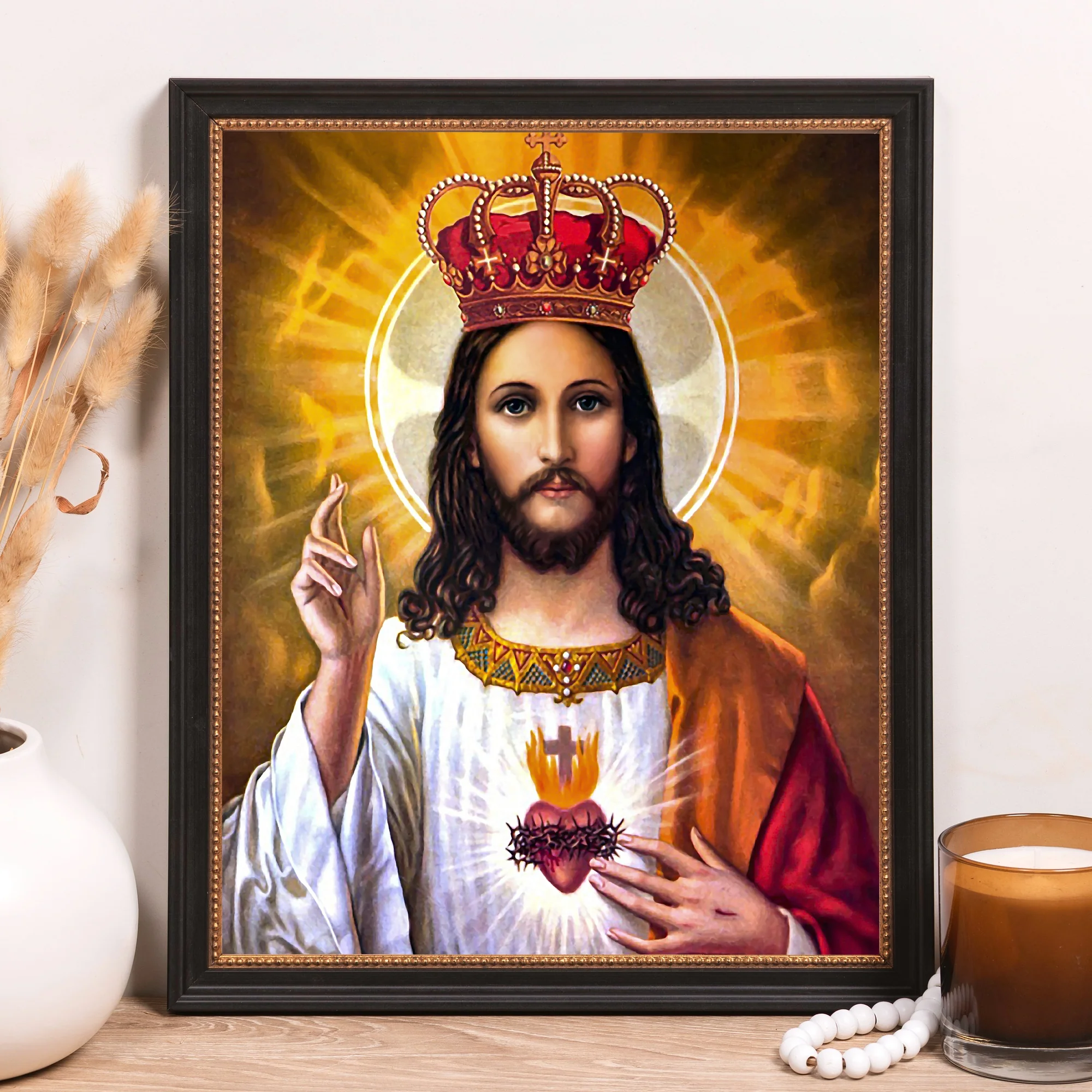 Sacred Heart of Jesus as Christ the King Framed Canvas - Sacred Classics Collection - Image 10