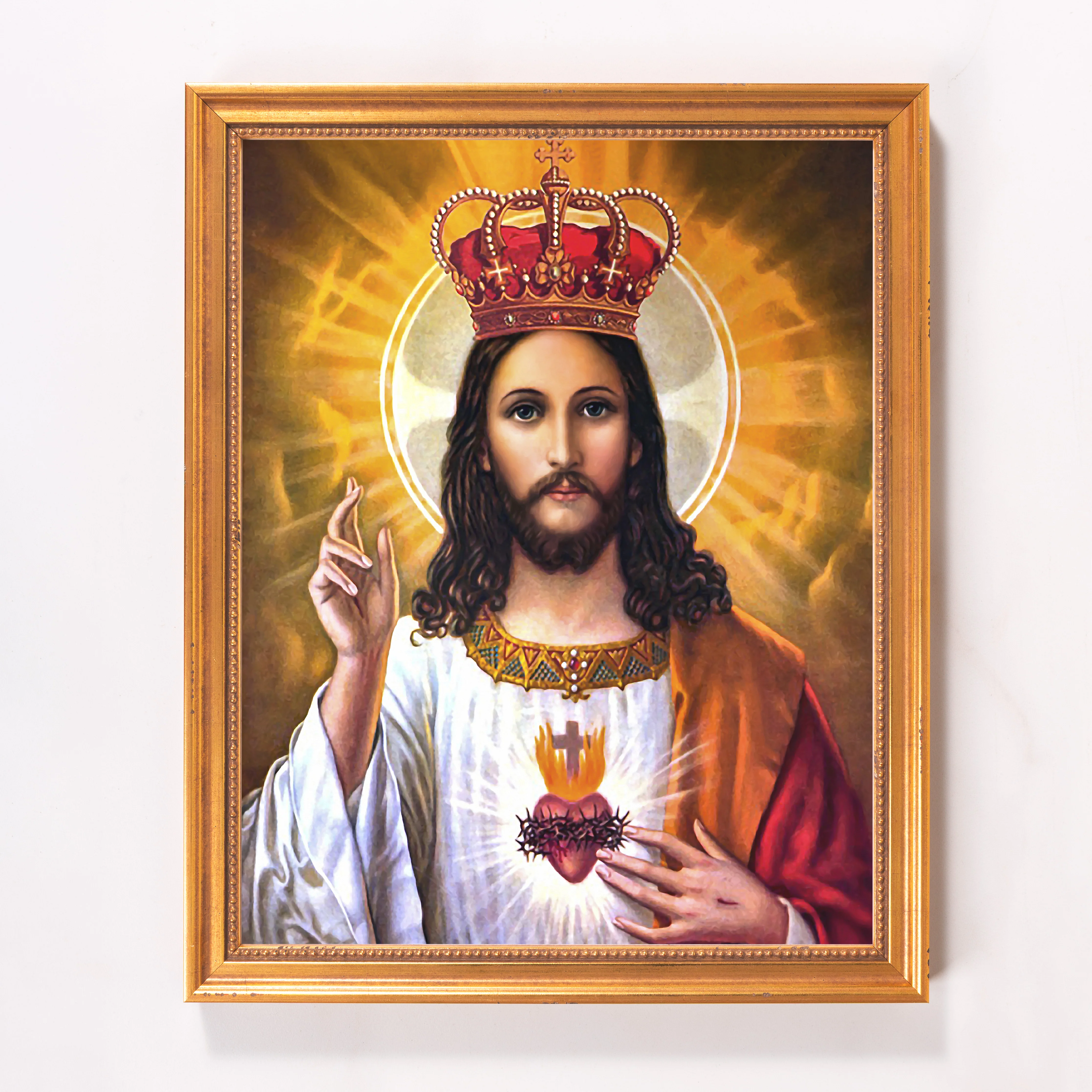 Sacred Heart of Jesus as Christ the King Framed Canvas - Sacred Classics Collection - Image 2