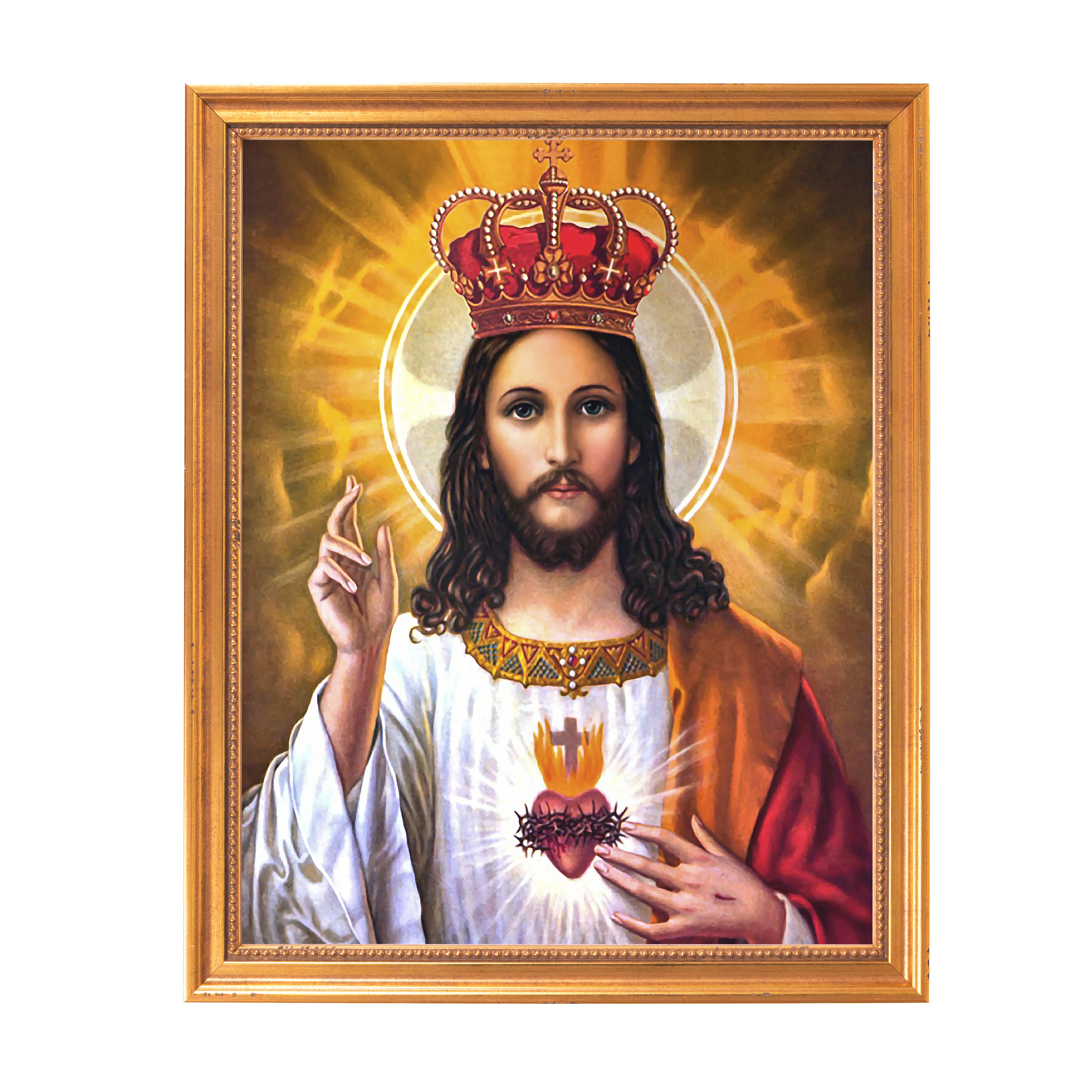 Sacred Heart of Jesus as Christ the King Framed Canvas - Sacred Classics Collection - Image 3