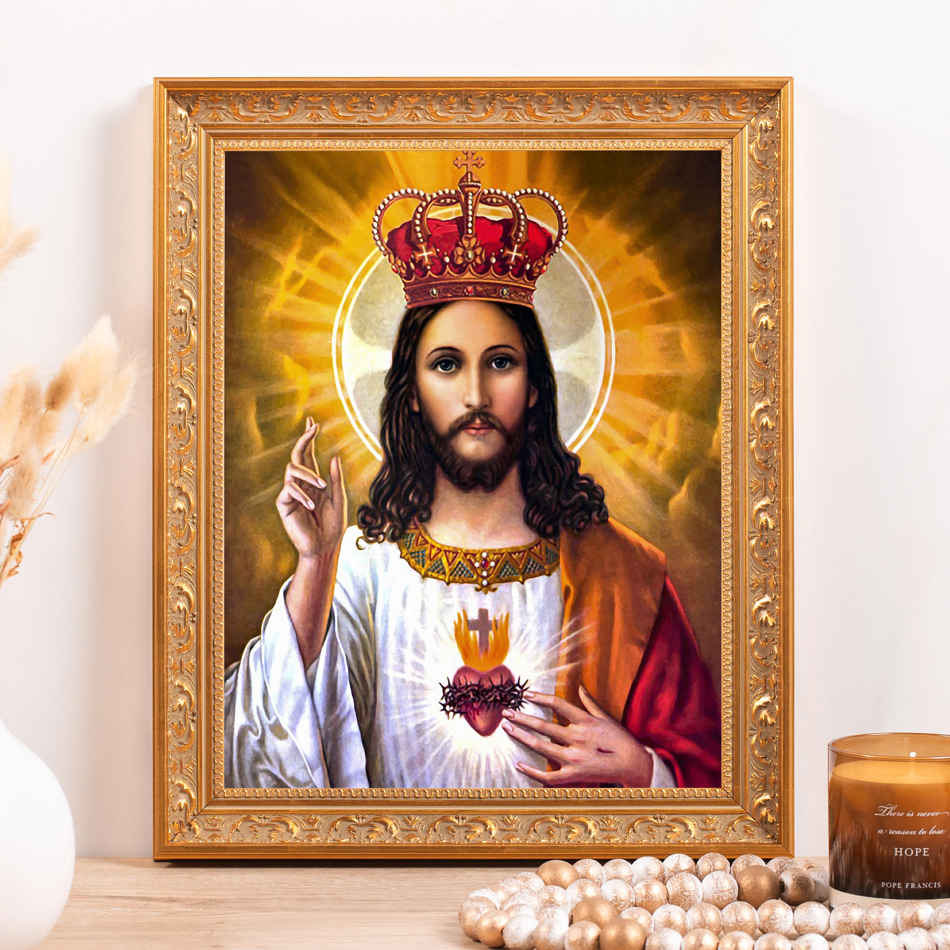 Sacred Heart of Jesus as Christ the King Framed Canvas - Sacred Classics Collection - Image 7