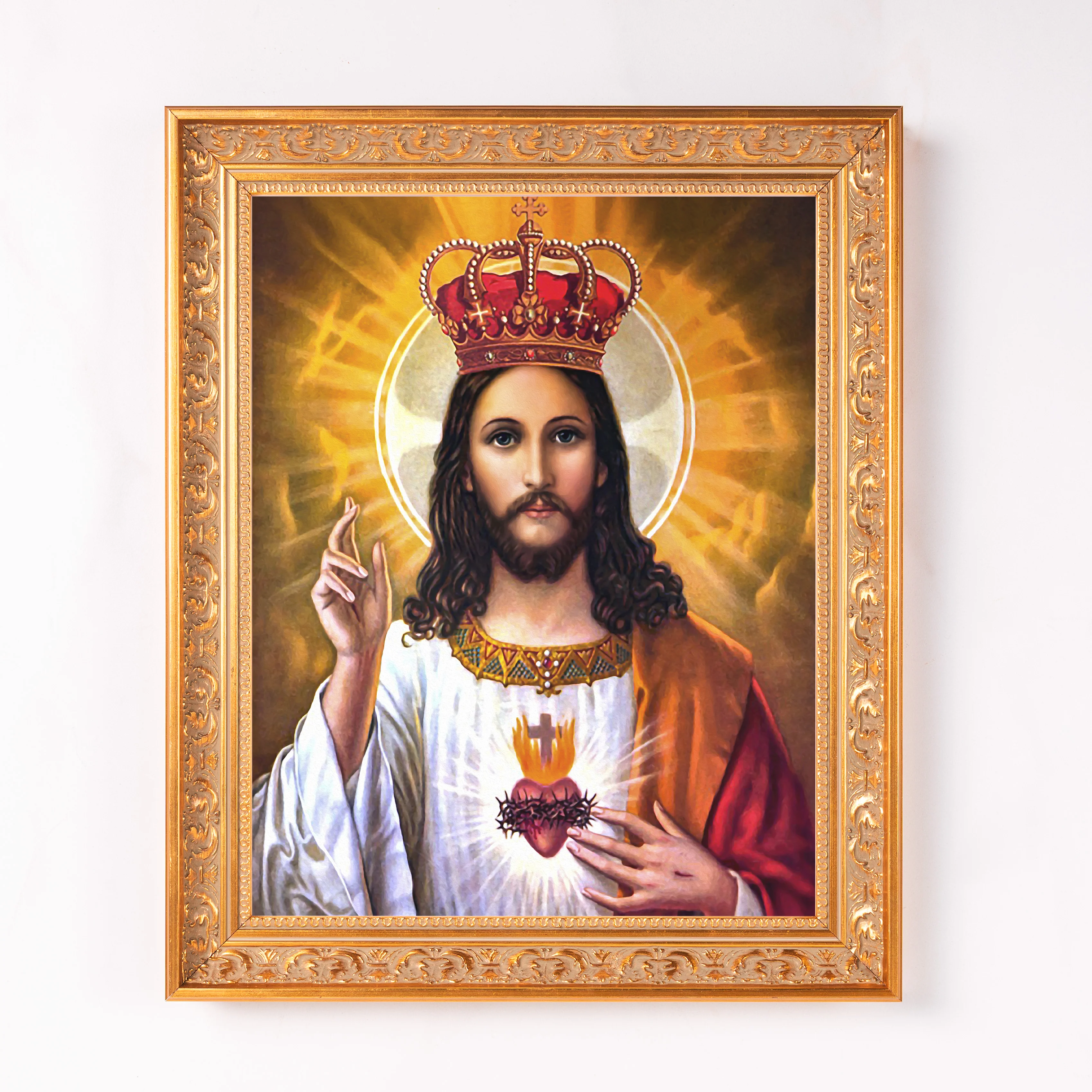 Sacred Heart of Jesus as Christ the King Framed Canvas - Sacred Classics Collection - Image 8