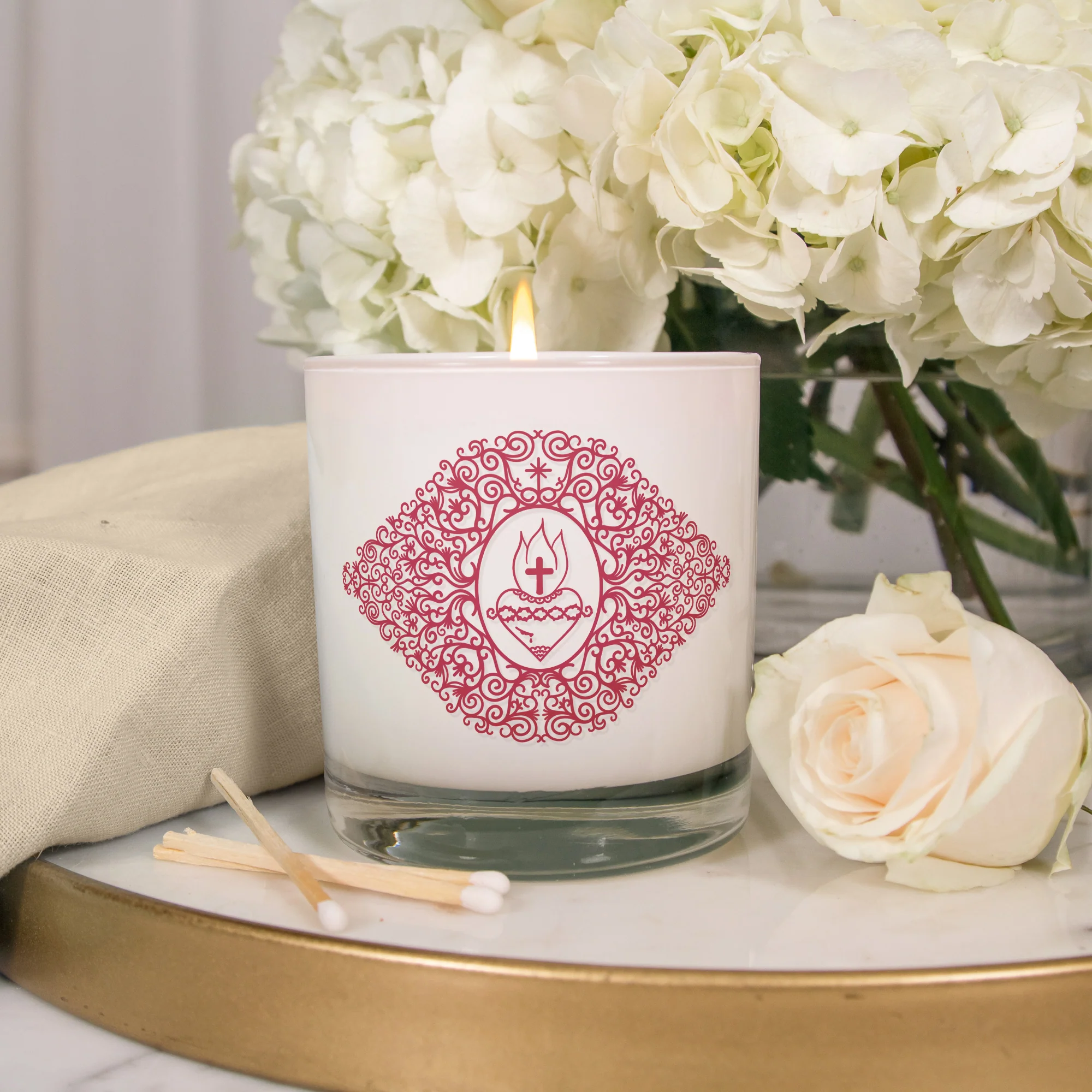 Sacred Heart of Jesus Filigree Candle