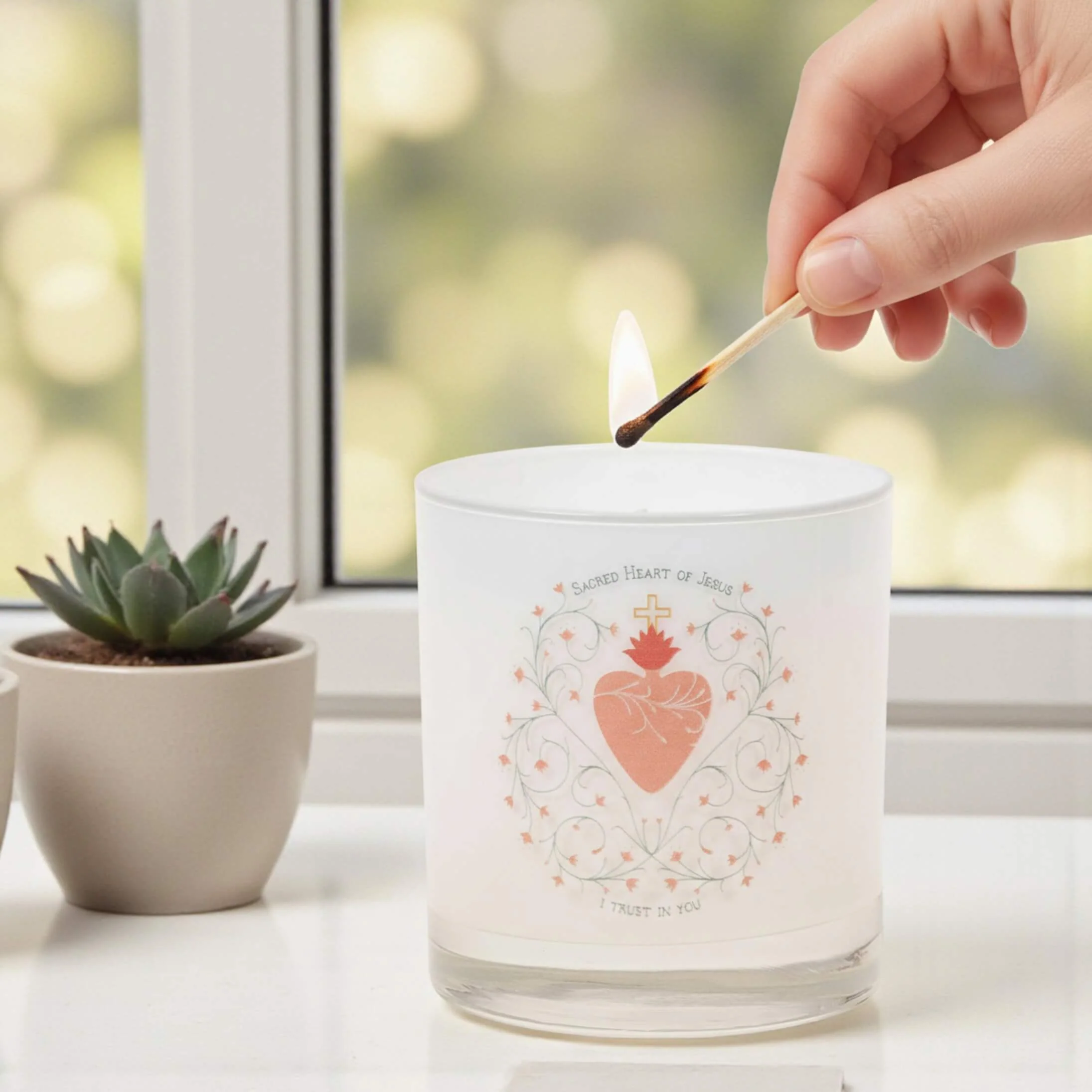 Sacred Heart of Jesus I Trust in You Candle