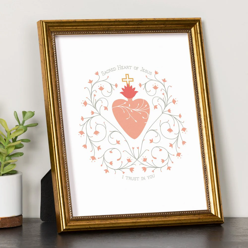 Sacred Heart of Jesus I Trust in You Framed Print - 8" x 10"
