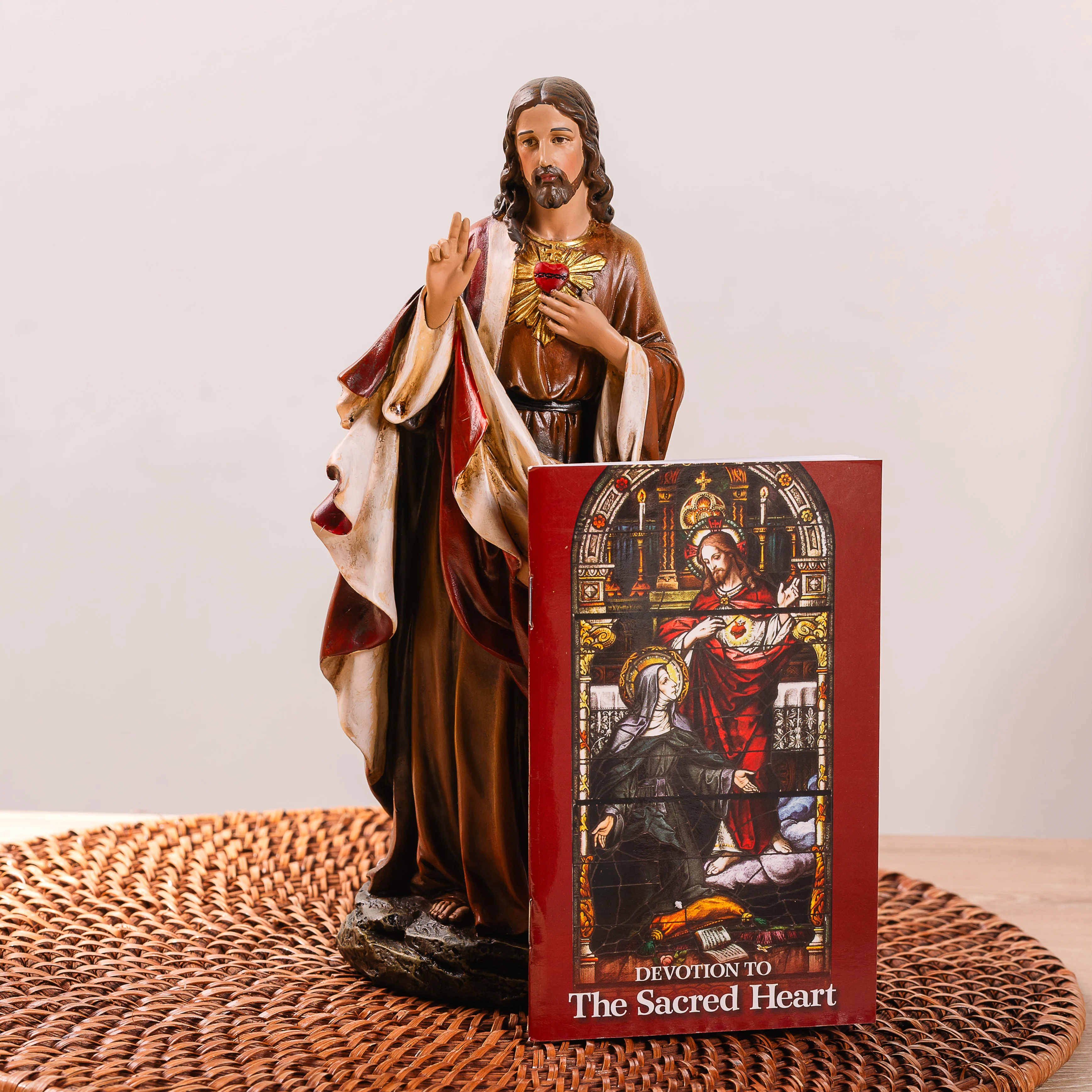 Sacred Heart of Jesus Statue & Devotional Book Gift Set