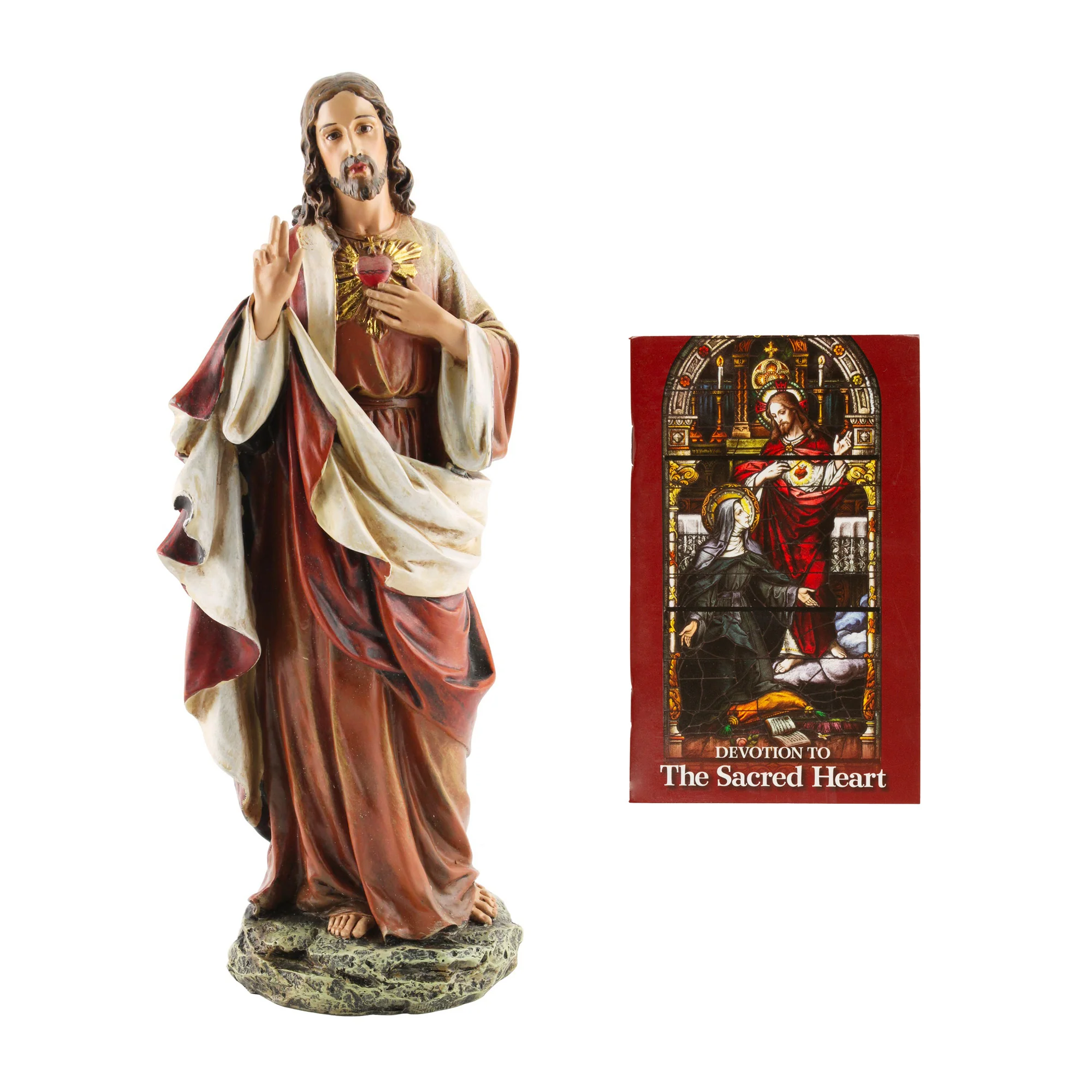 Sacred Heart of Jesus Statue & Devotional Book Gift Set - Image 2