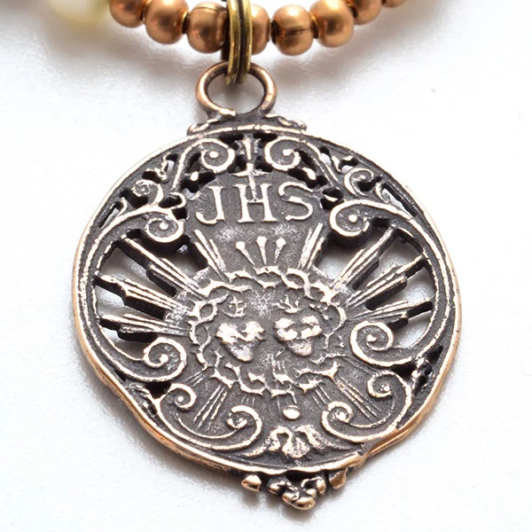 Sacred Heart of Jesus Vintage Pearl Necklace