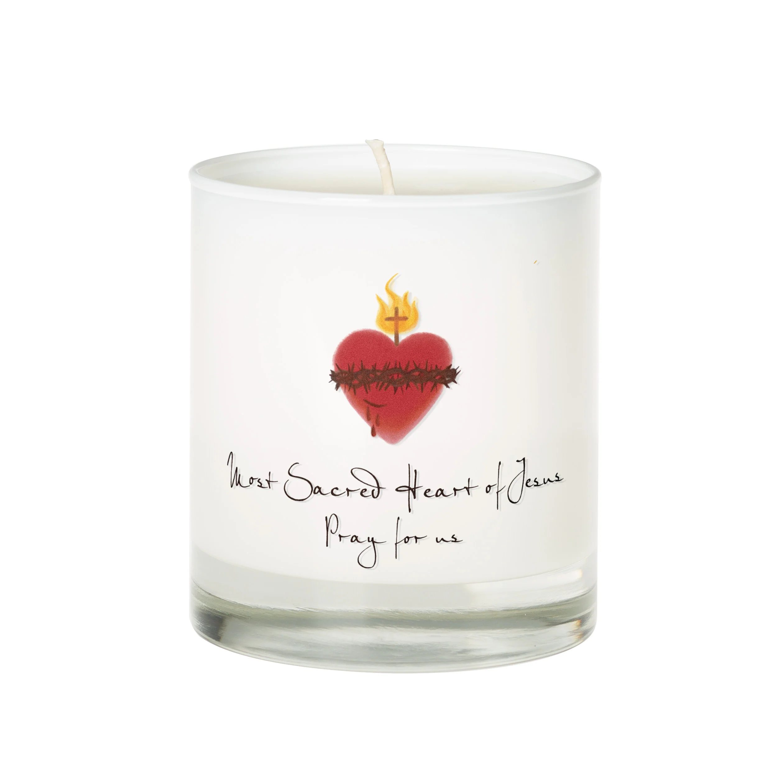 Sacred Heart of Jesus Watercolor Candle - Image 2