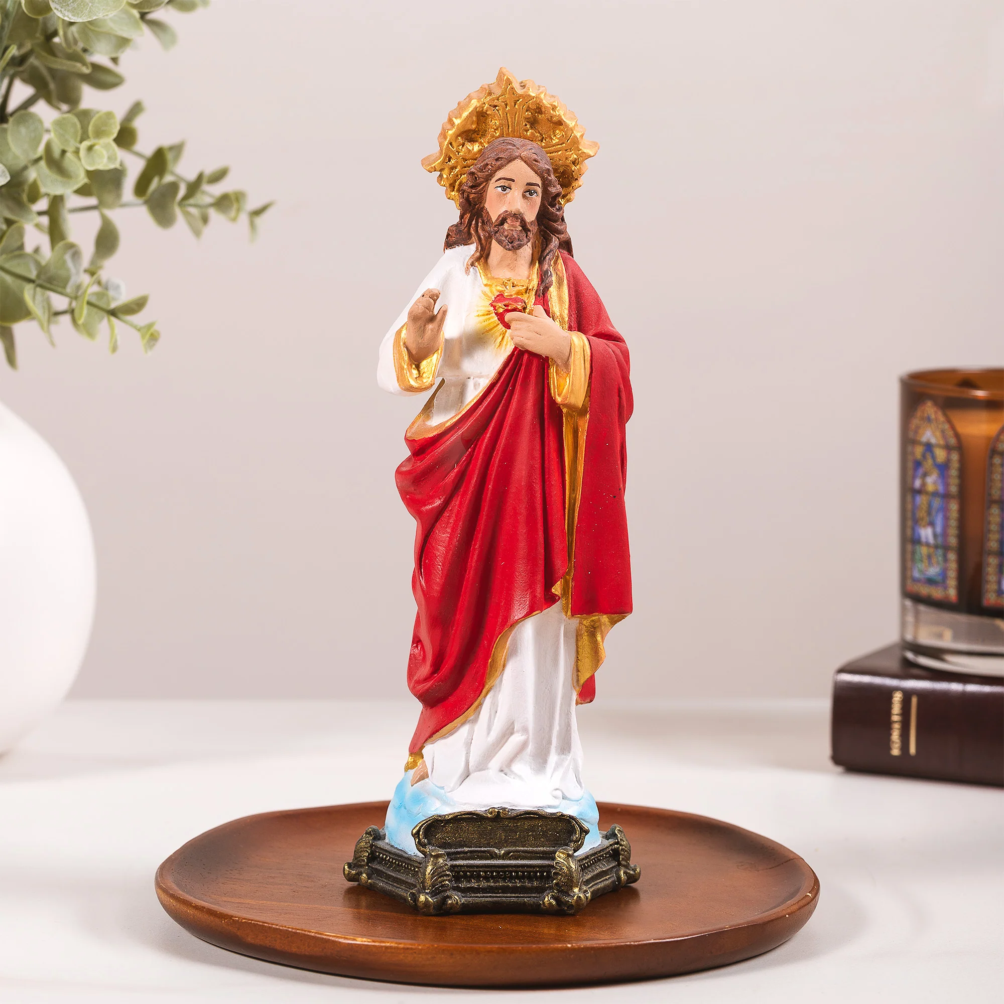Sacred Heart Statue - White or Hand Painted - 9" - Image 4