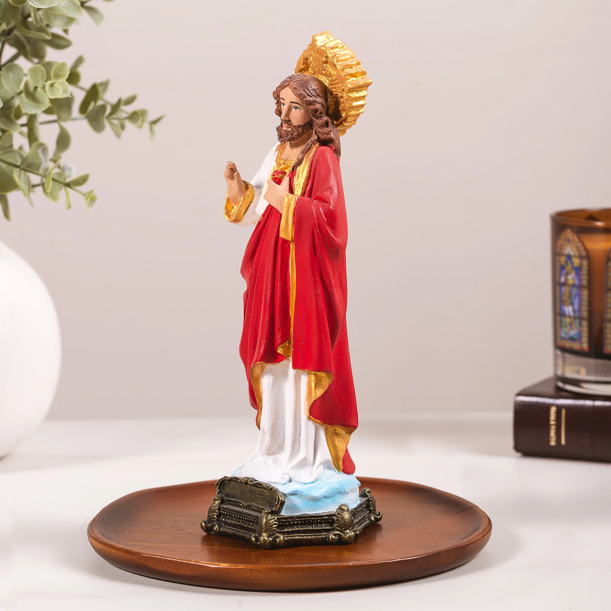 Sacred Heart Statue - White or Hand Painted - 9" - Image 6