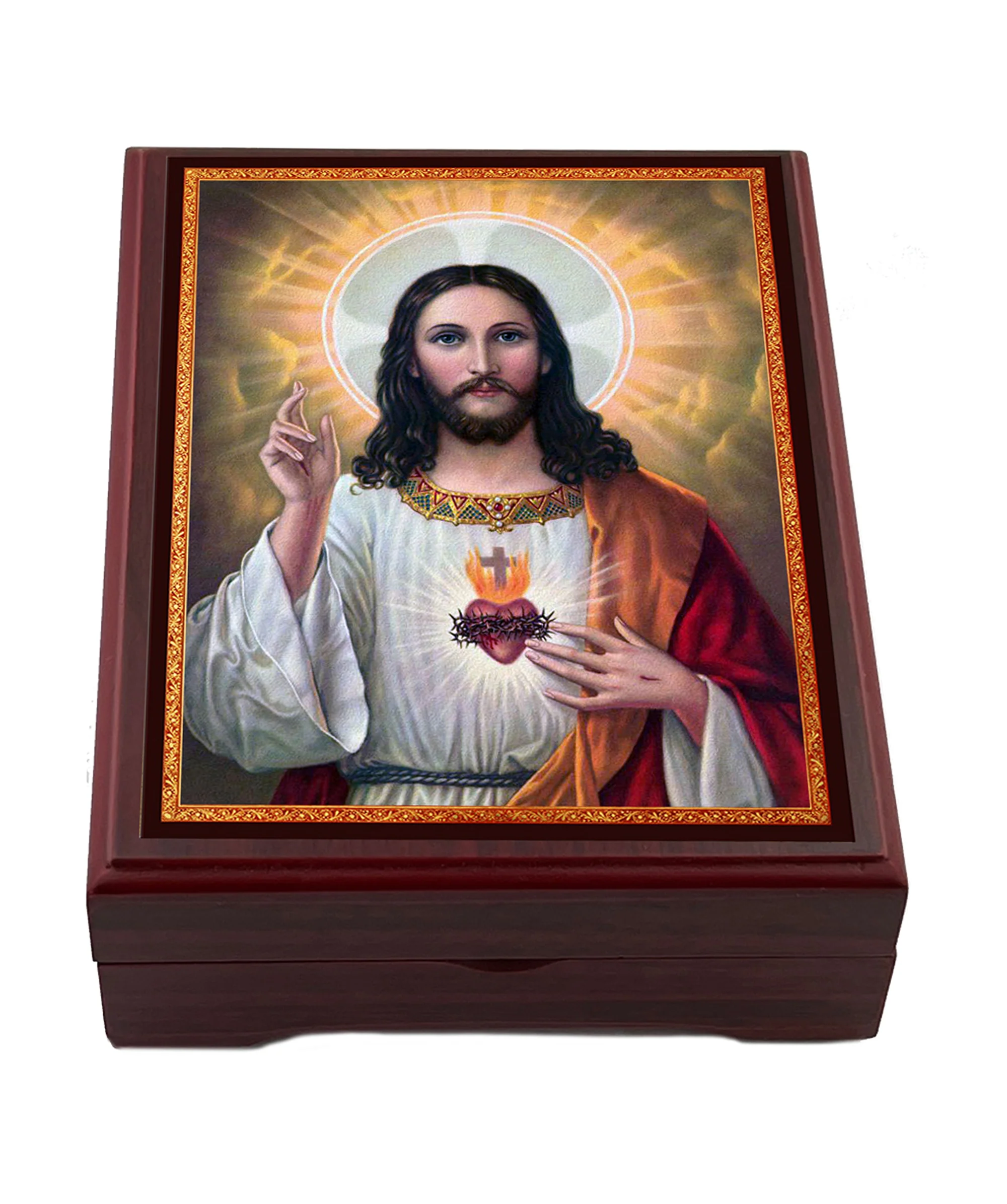 Sacred Heart Wood Keepsake Box - Image 2