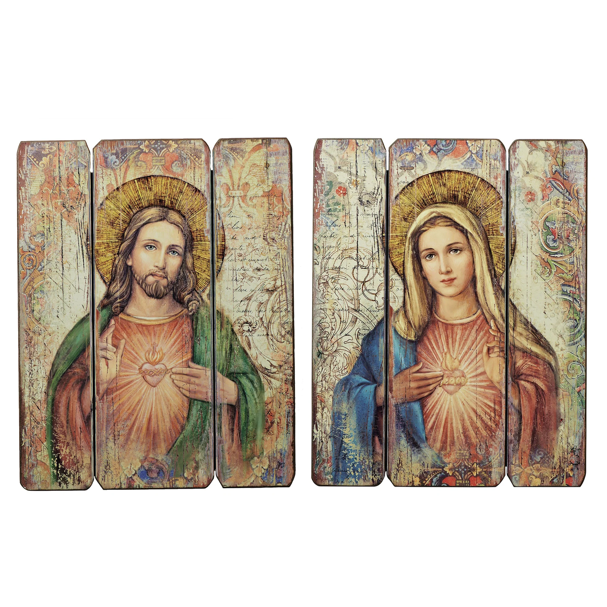 Sacred Heart Wooden Wall Plaque & Immaculate Heart Wooden Wall Plaque (2 Gift Set) - Image 2