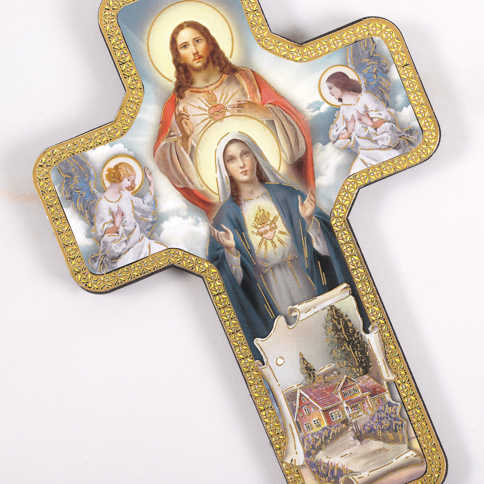 Sacred & Immaculate Hearts Home Blessing Wall Cross - 7" - Image 3