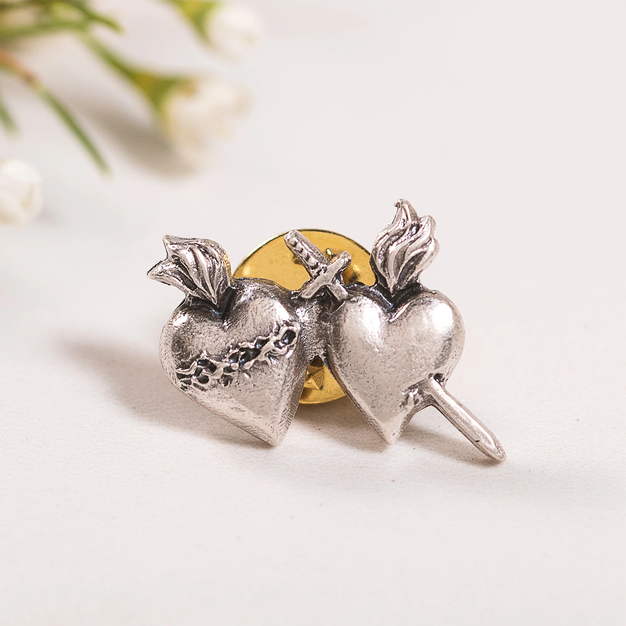 Sacred & Immaculate Hearts Lapel Pin