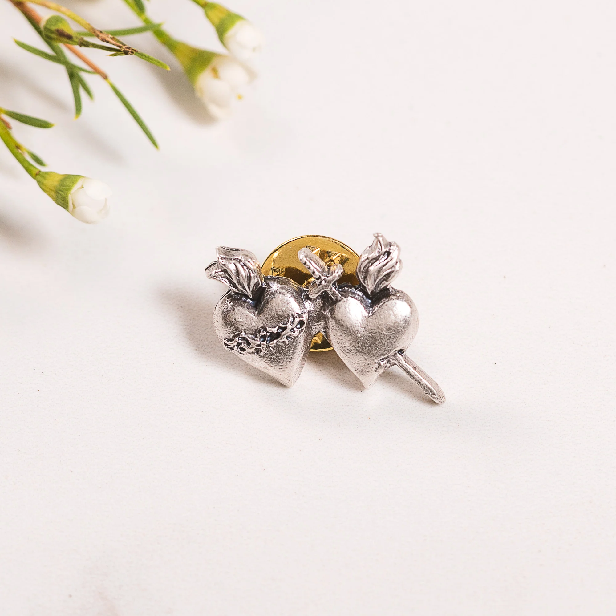 Sacred & Immaculate Hearts Lapel Pin - Image 2
