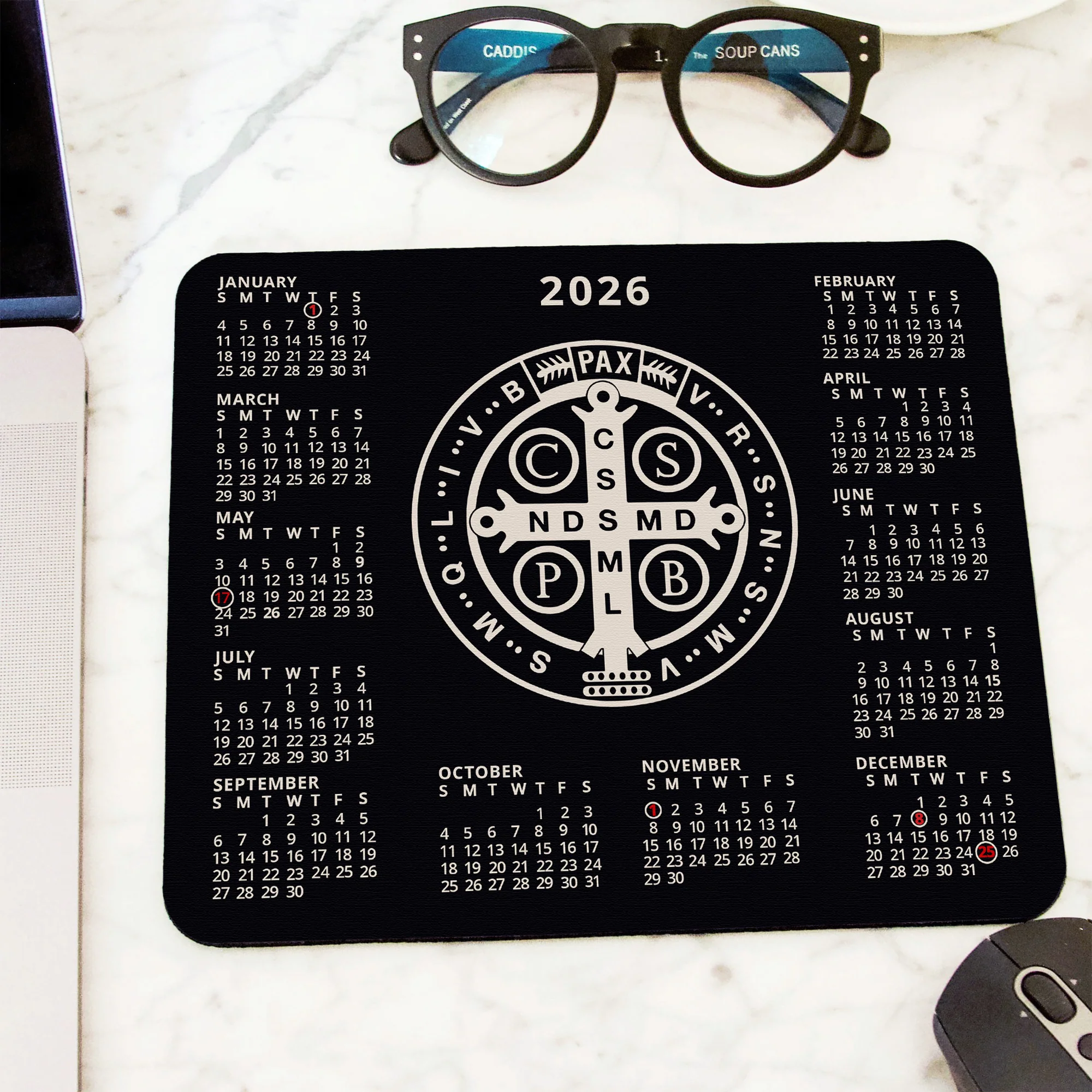 Saint Benedict Medal 2026 Calendar Mousepad
