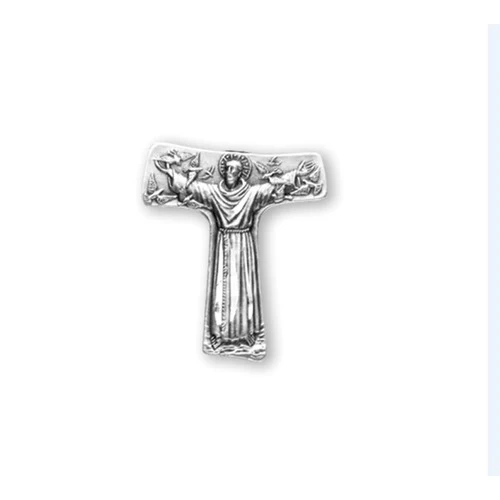 Saint Francis Sterling Silver Tau Lapel Pin