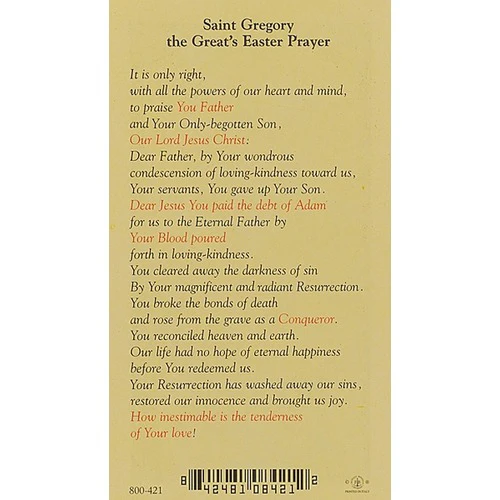 Saint Gregory the Great's Easter Prayer - Resurrected Christ - Prayer Card - Image 2