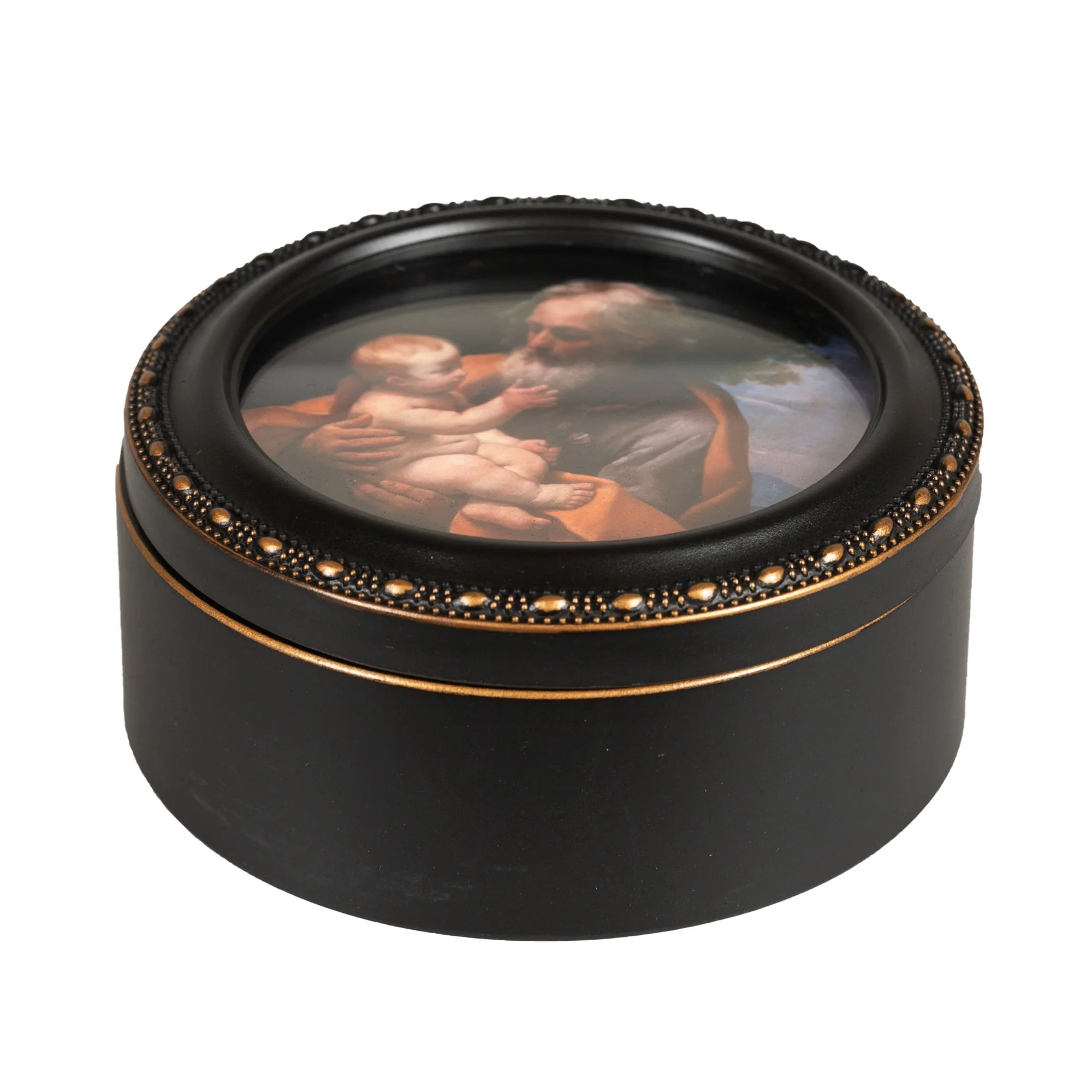Saint Joseph Round Rosary Box - Image 2
