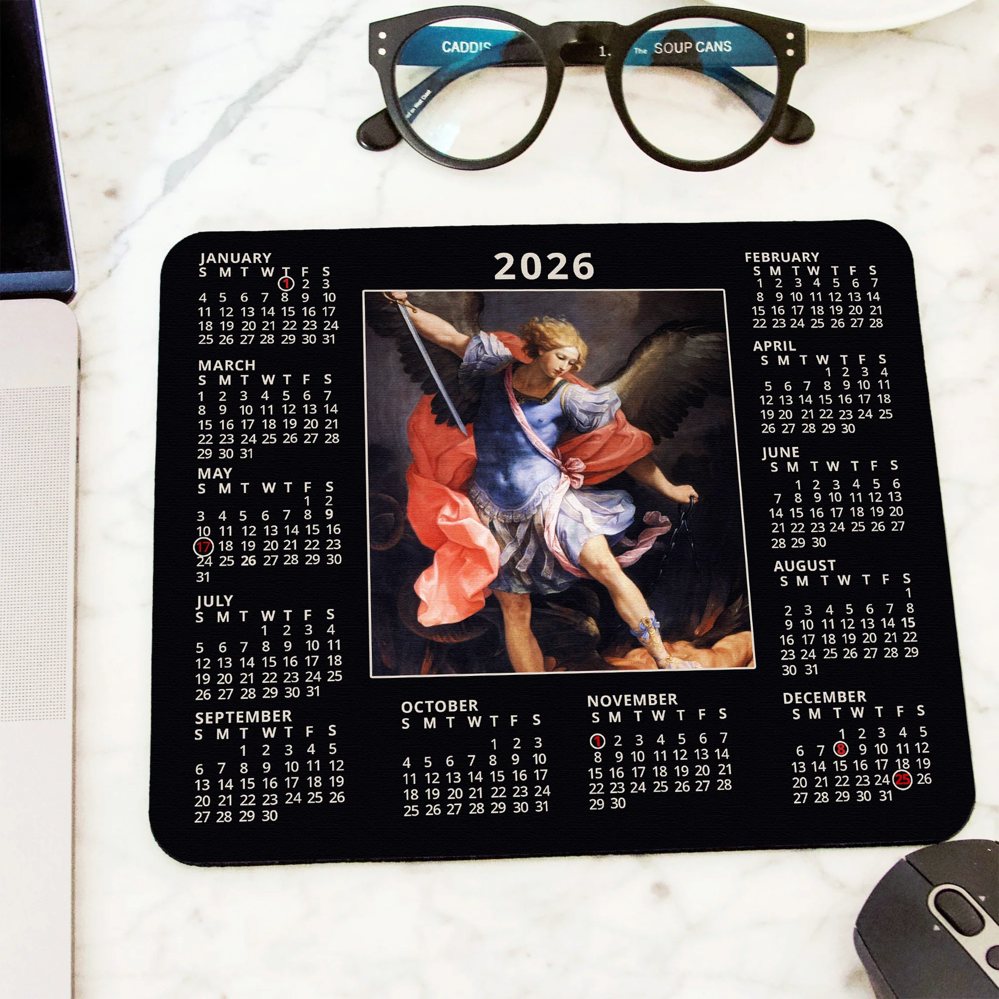 Saint Michael 2026 Calendar Mousepad