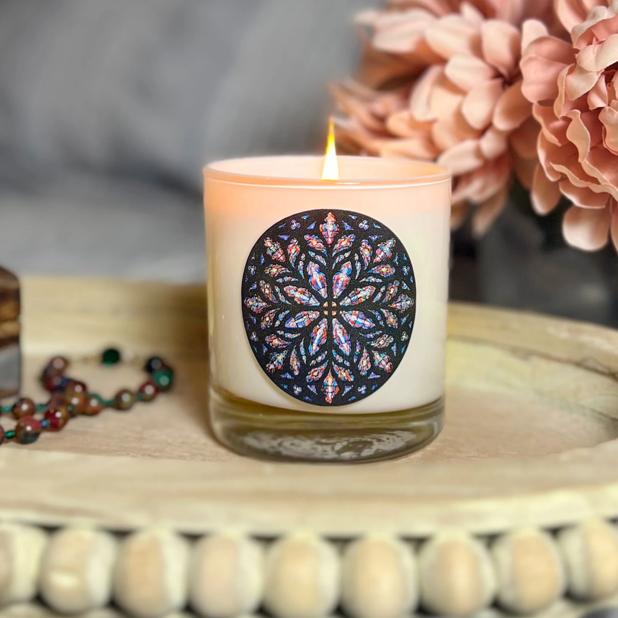 Saint Patrick's Cathedral Stained Glass Window Candle - Image 2