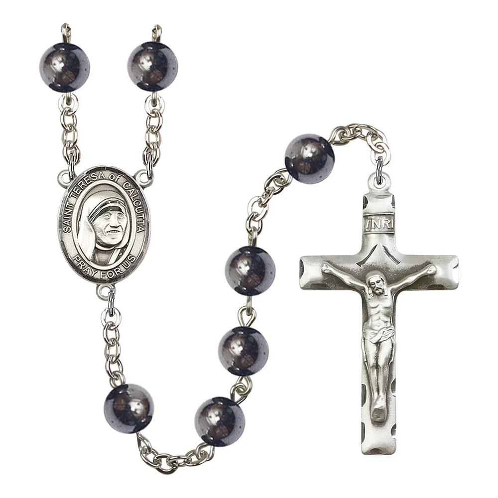 Saint Teresa Of Calcutta 8mm Hematite Rosary