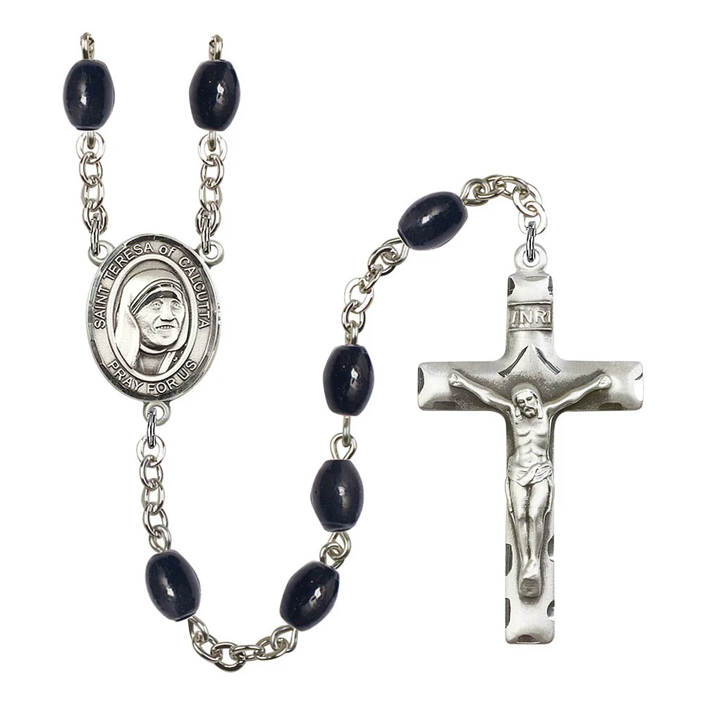 Saint Teresa Of Calcutta 8X6mm Black Onyx Rosary