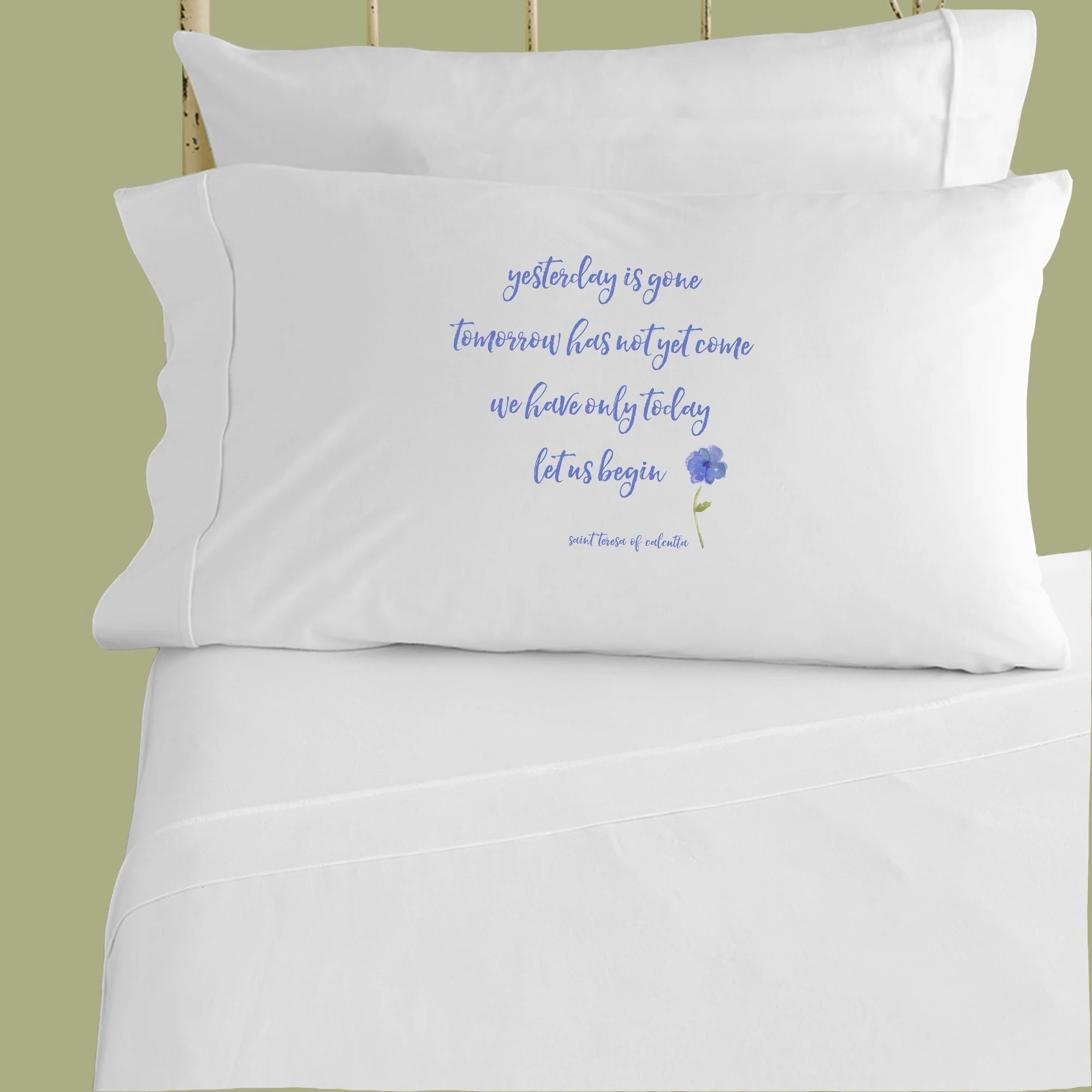 Saint Teresa of Calcutta "Let Us Begin" Pillowcase