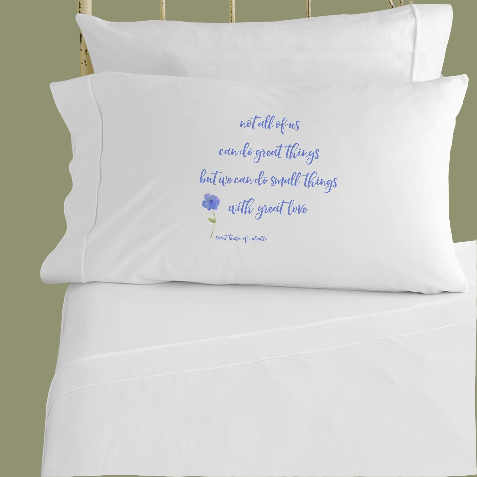 Saint Teresa of Calcutta "Small Things" Pillowcase - Image 2