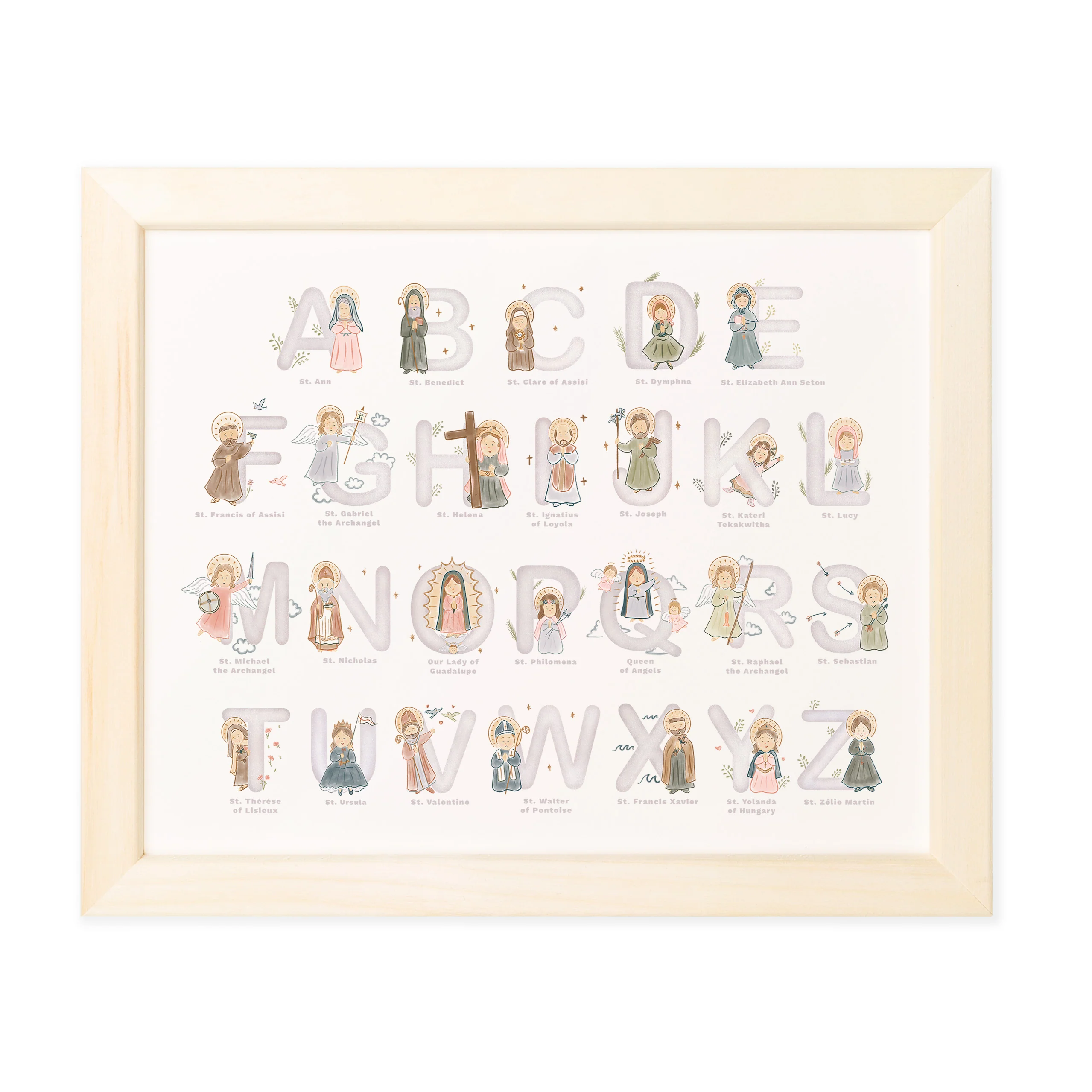 Saints Alphabet Framed Print - 8" x 10"
