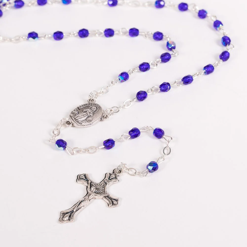 Sapphire Blue Lourdes Rosary - Image 2