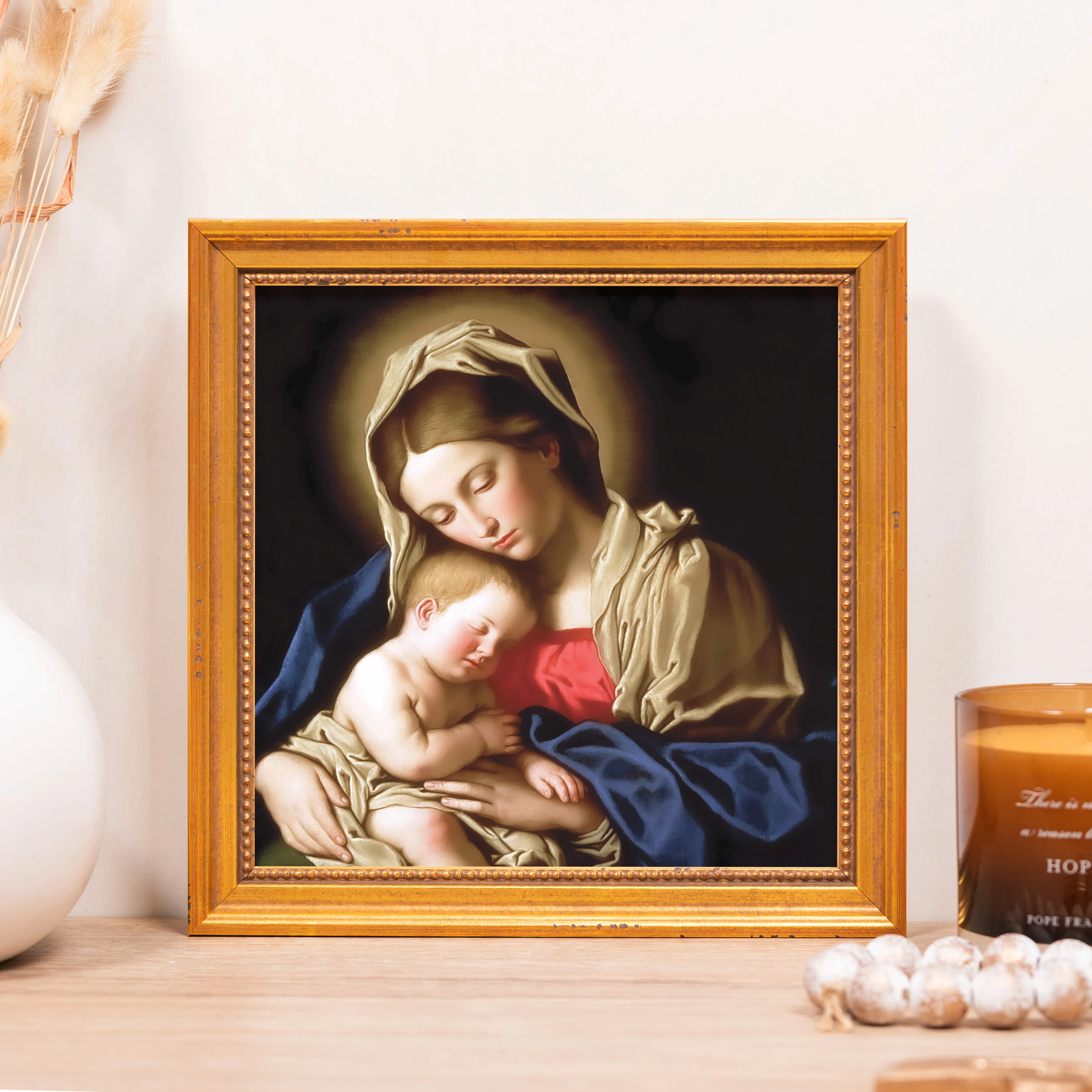 Sassoferrato Madonna & Child Framed Canvas - Sacred Mini Collection - Image 4