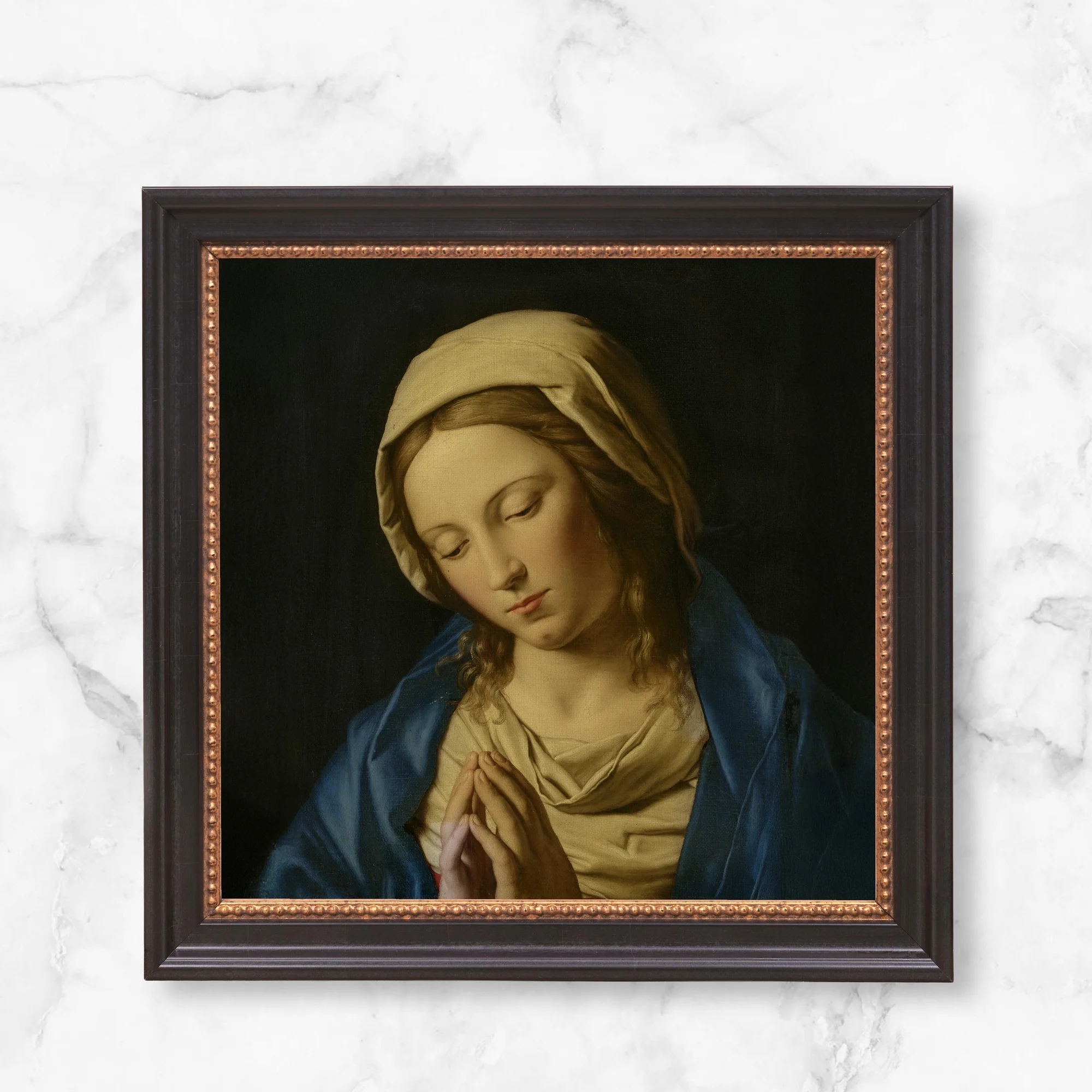 Sassoferrato Madonna in Prayer Framed Canvas - Sacred Mini Collection - Image 12