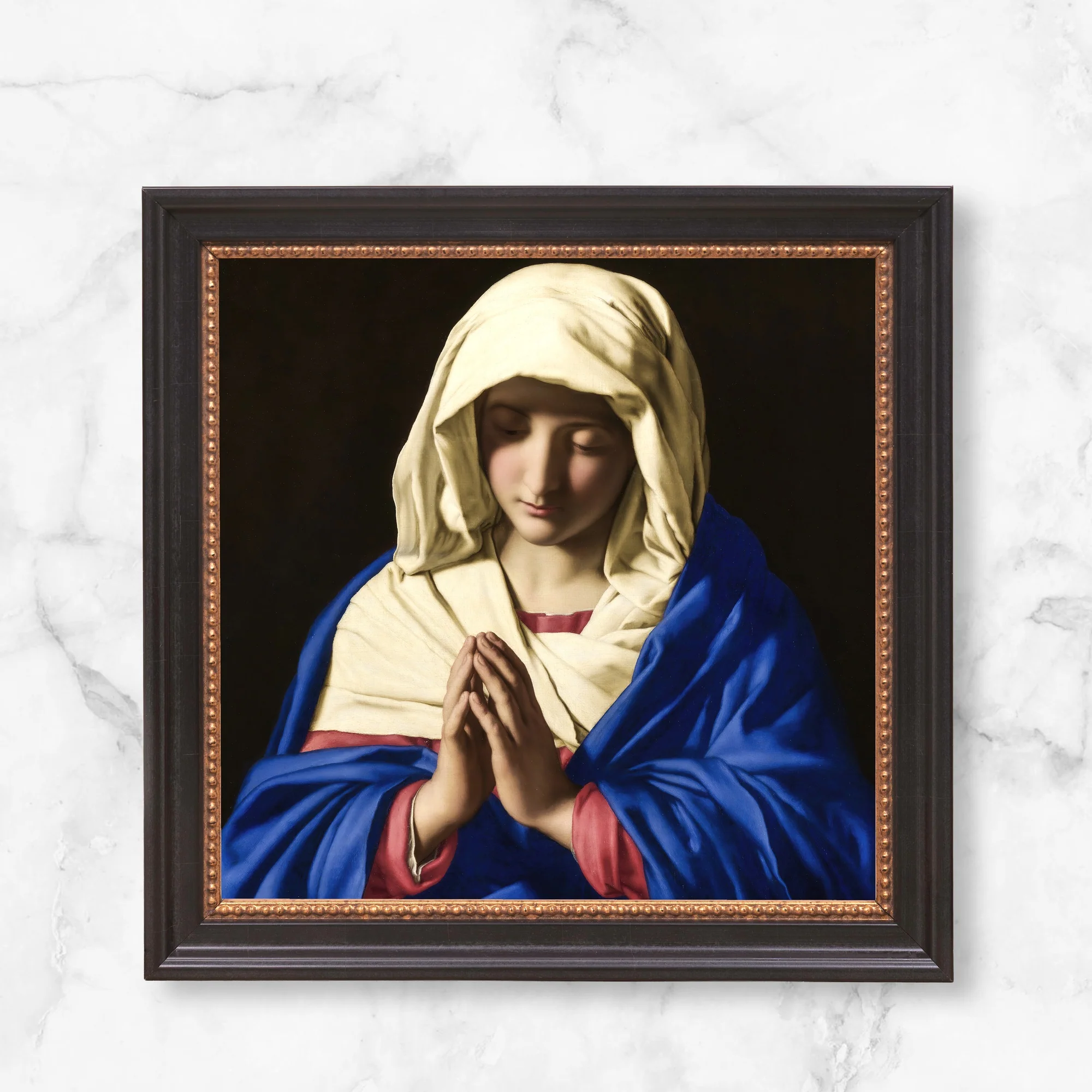 Sassoferrato's Virgin in Prayer Framed Canvas - Sacred Mini Collection - Image 10