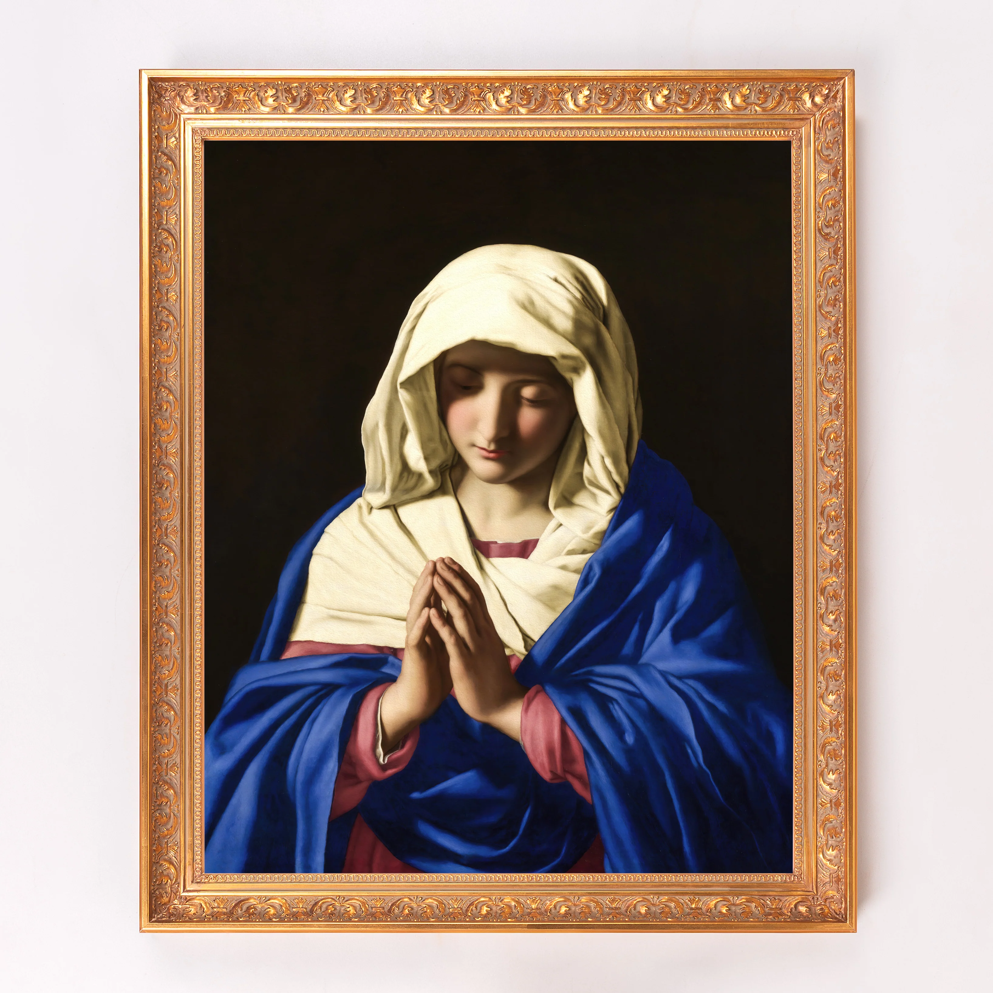 Sassoferrato's Virgin in Prayer Framed Canvas - Sacred Signature Collection - Image 2