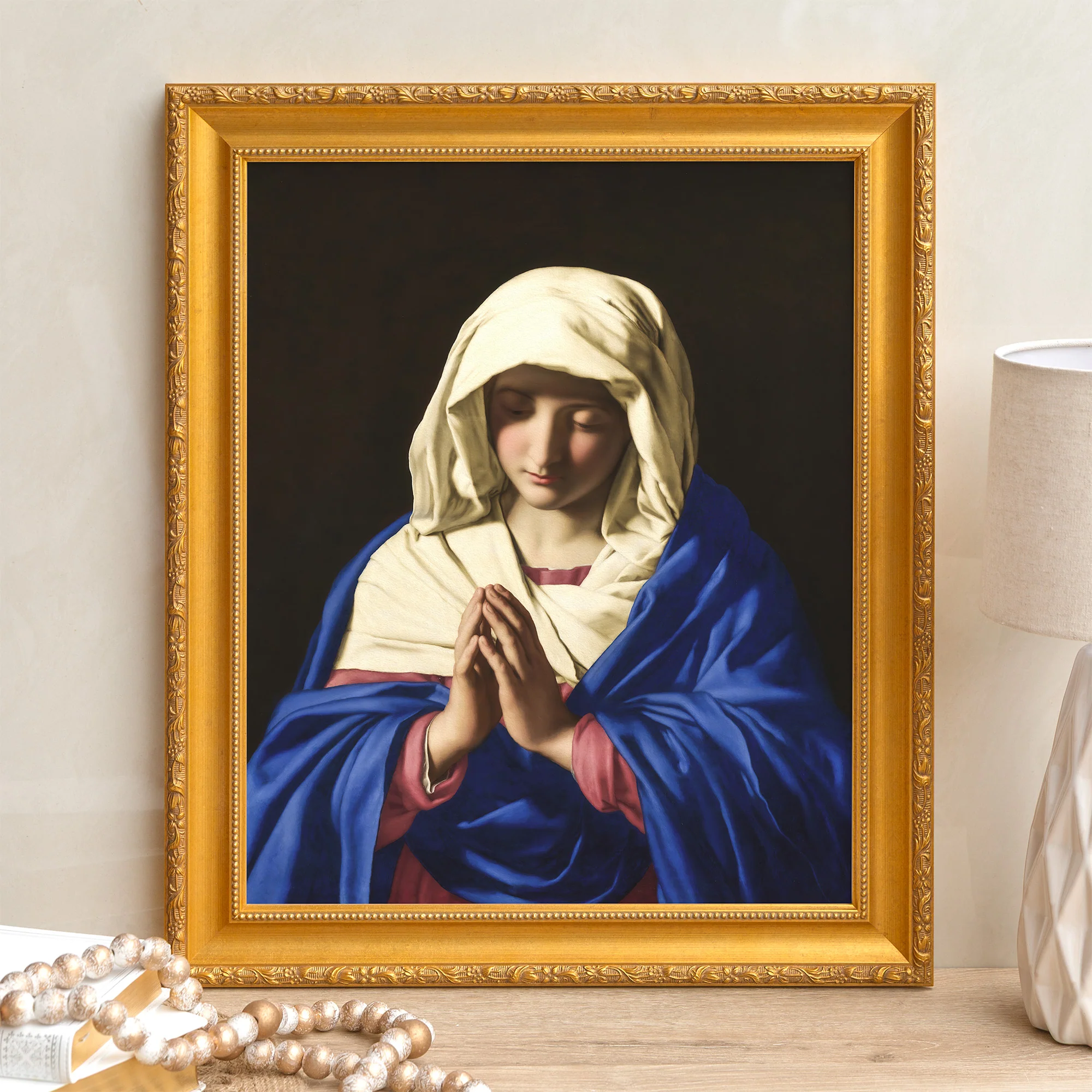 Sassoferrato's Virgin in Prayer Framed Canvas - Sacred Signature Collection - Image 6