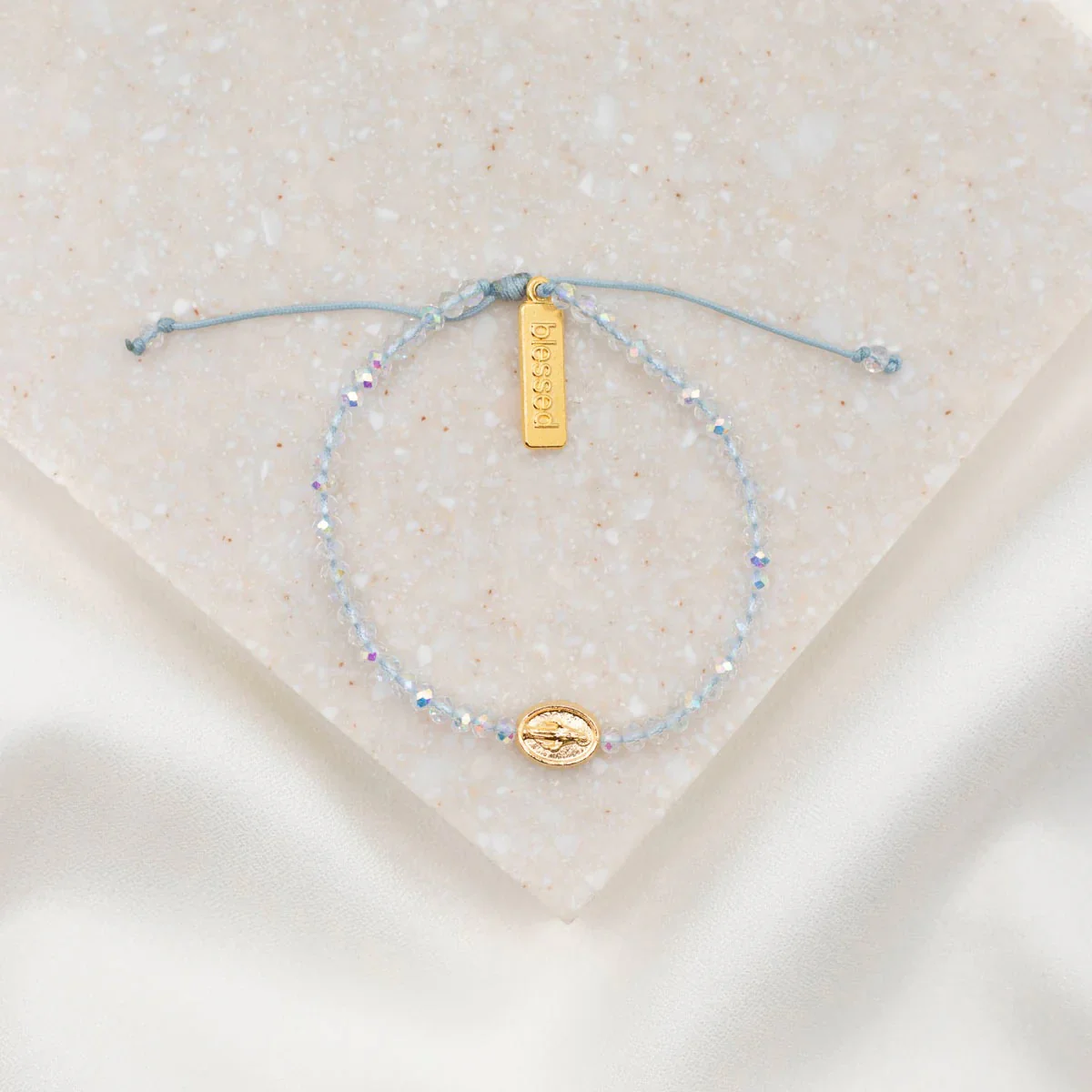 Say Yes Miraculous Mary Crystal Bracelet - Gold or Silver - Image 2
