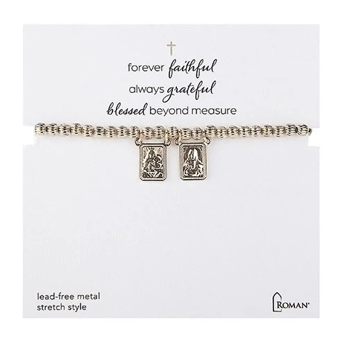 Scapular Beaded Stretch Bracelet - Silver or Gold