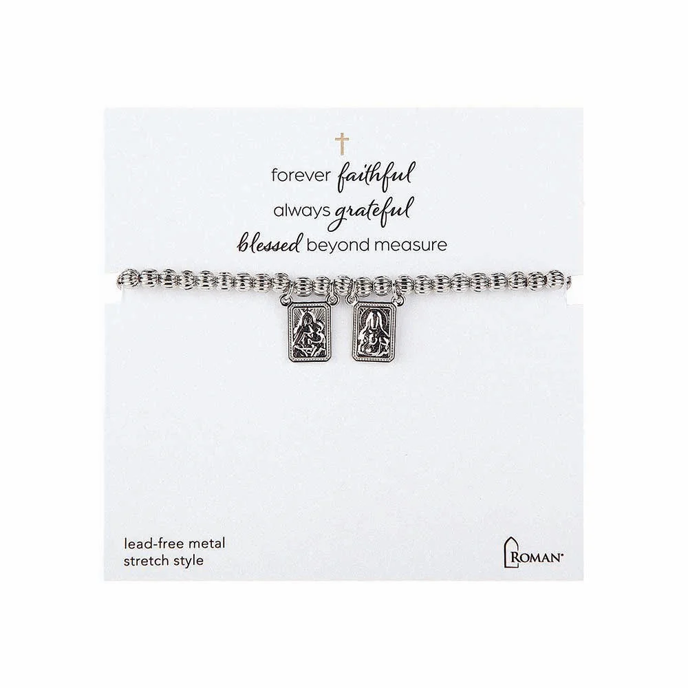 Scapular Beaded Stretch Bracelet - Silver or Gold - Image 2