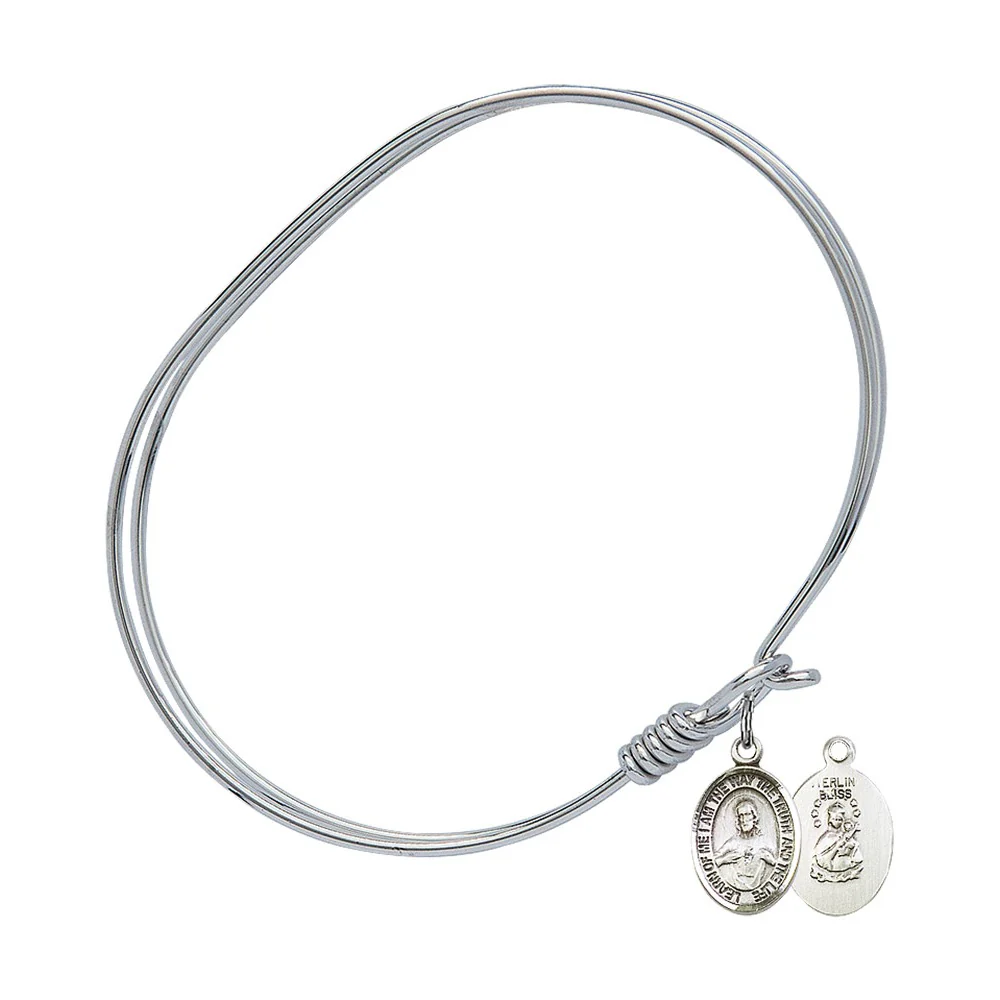 Scapular Charm Bangle Bracelet, Bliss, Rhodium Plated - Image 2