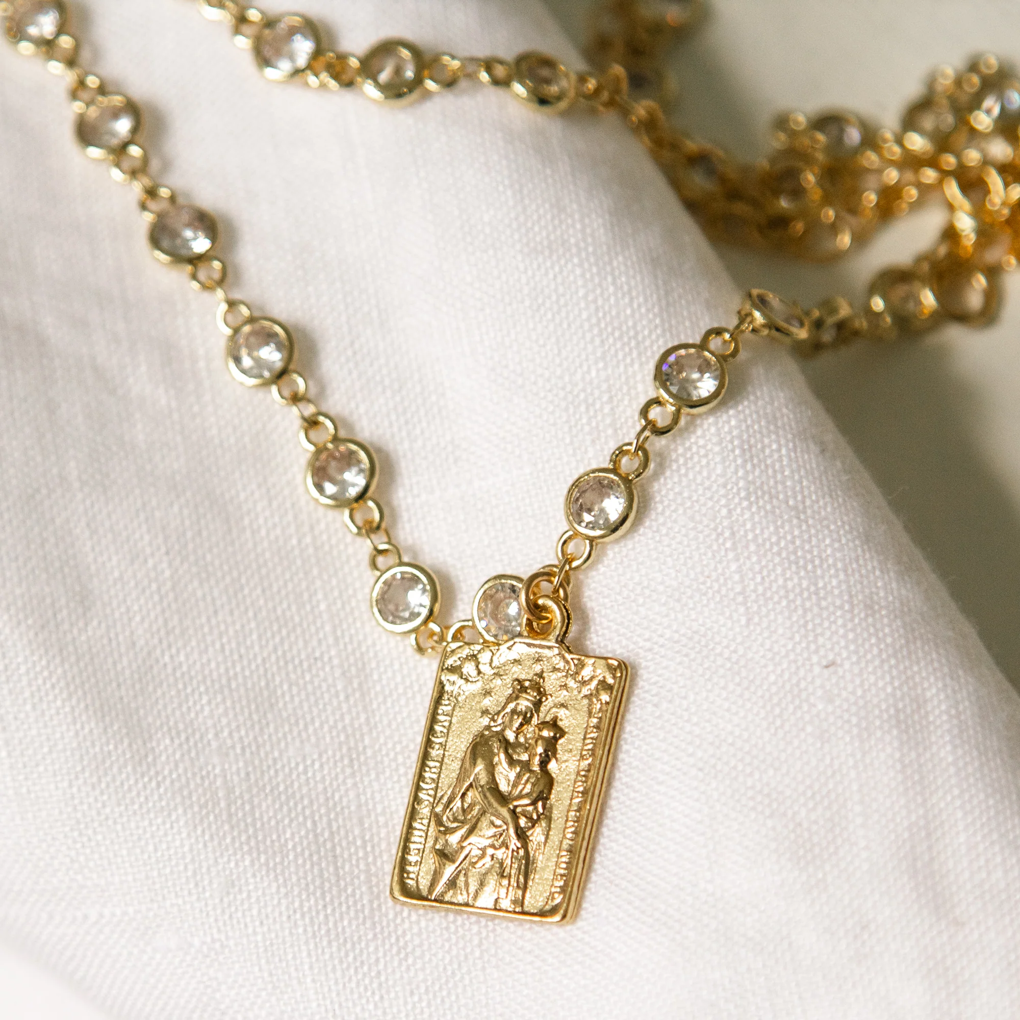 Scapular Medal  with Crystal Link Chain - Image 2