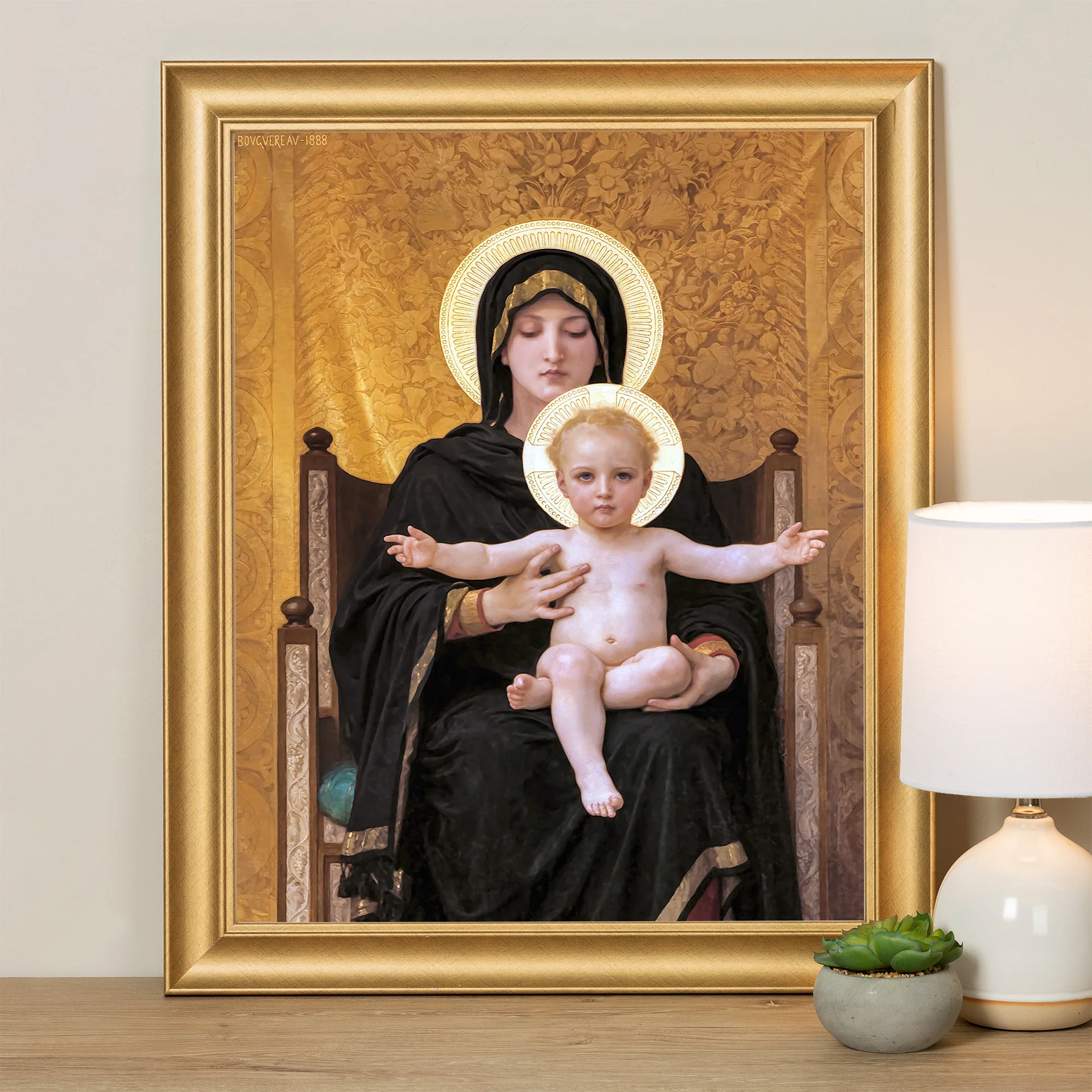 Seated Madonna Gold Framed Print - Multiple Sizes