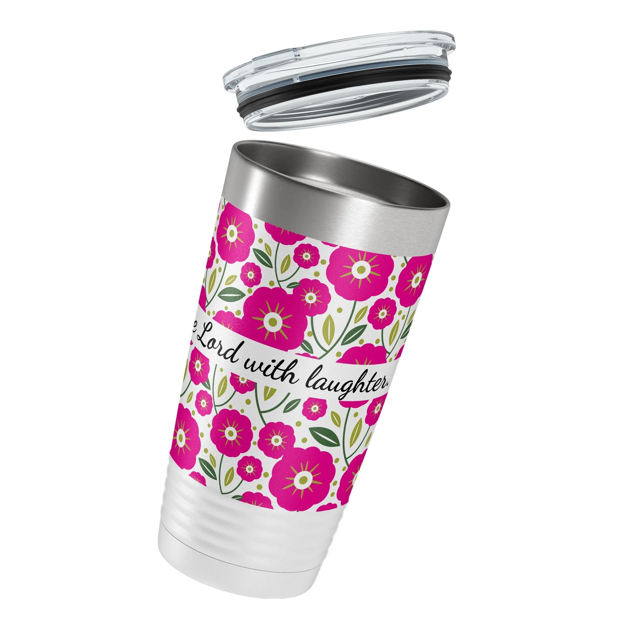 Serve the Lord With Laughter Insulated White 20oz Tumbler - Image 2