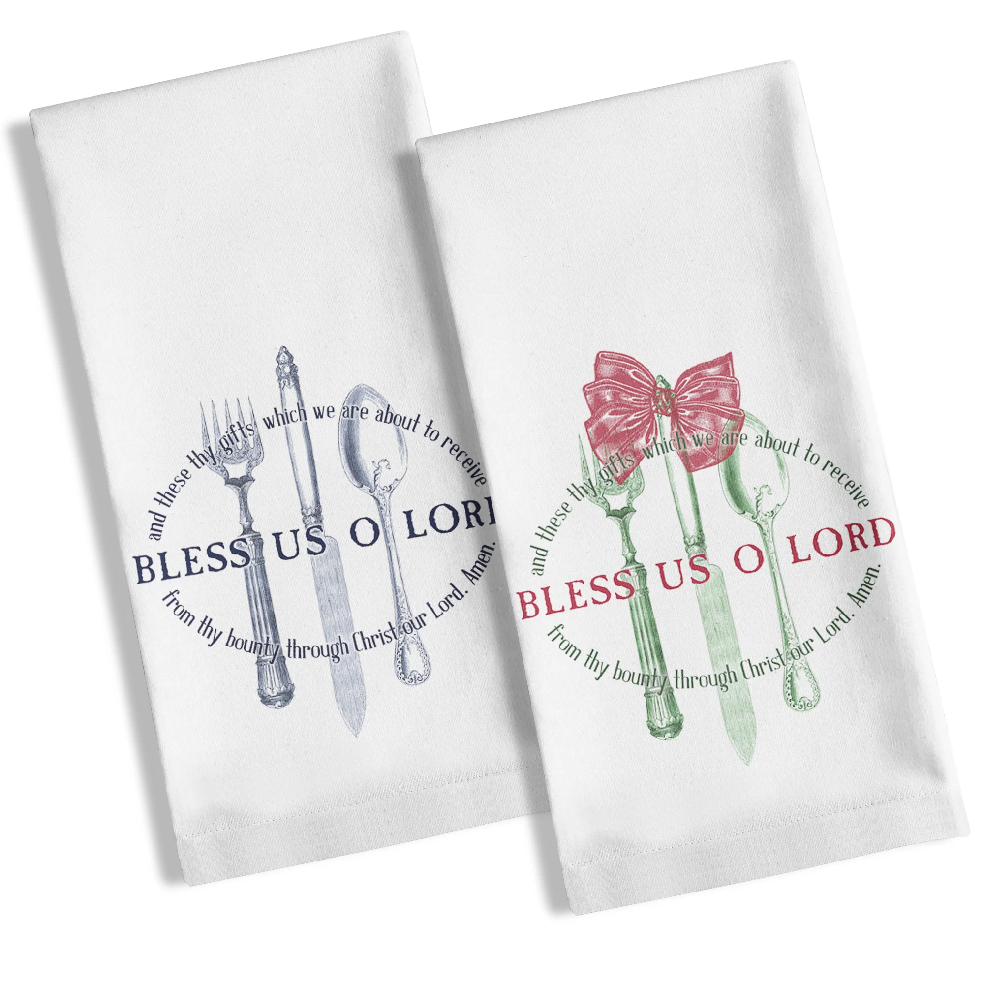 Set of Bless Us O Lord Dish Towels - 2 towels - Image 2