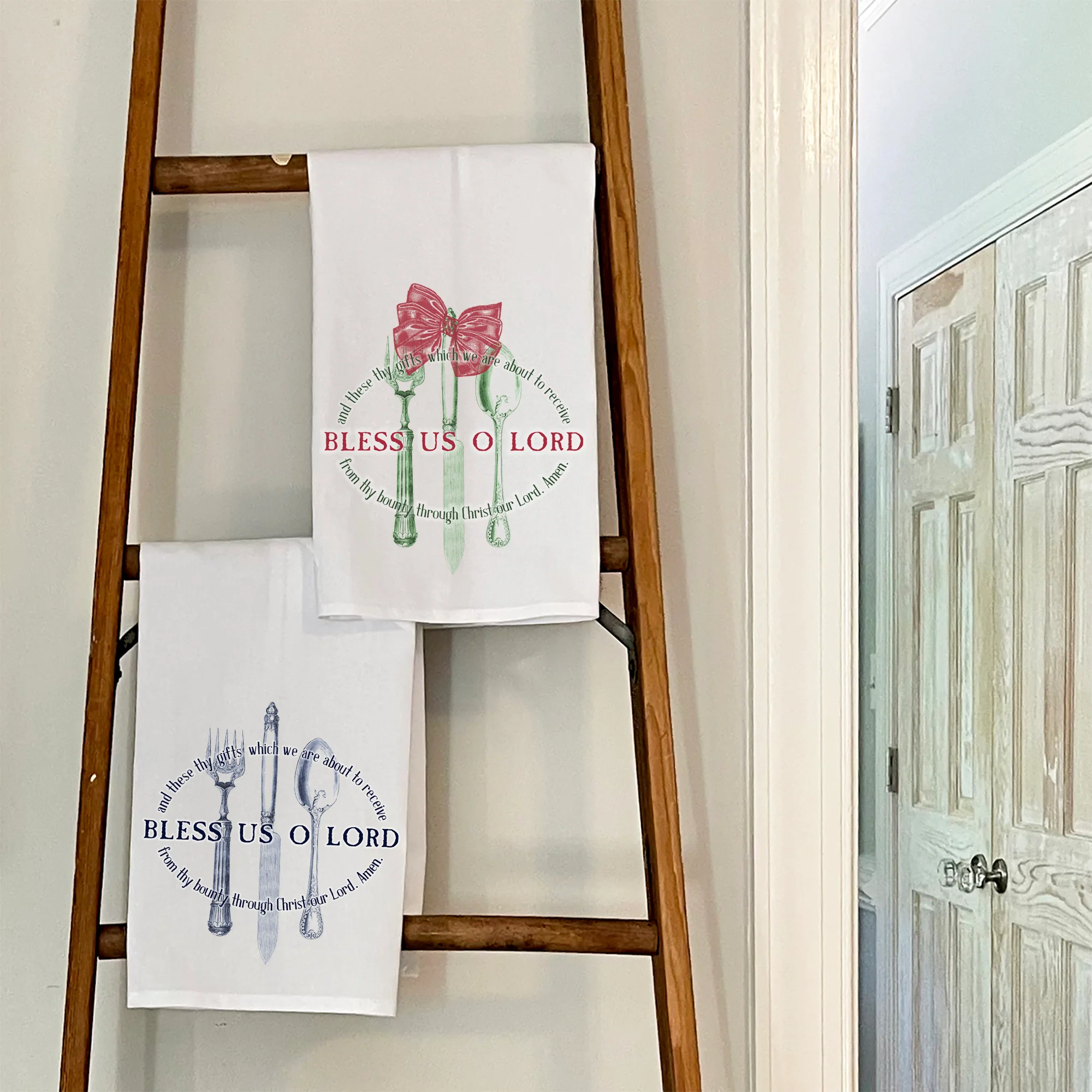 Set of Bless Us O Lord Dish Towels - 2 towels - Image 3